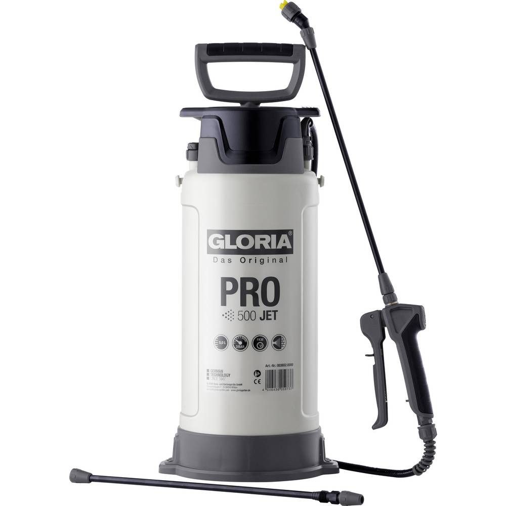 Gloria Drucksprühgerät 003652.0000 PRO 500 JET Drucksprüher 5 l, Verlängerungsrohr