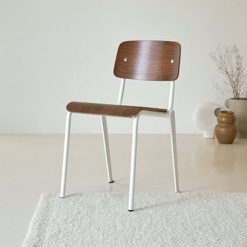 Tikamoon Esszimmerstuhl Mio Stuhl aus Nussbaum und Metall white