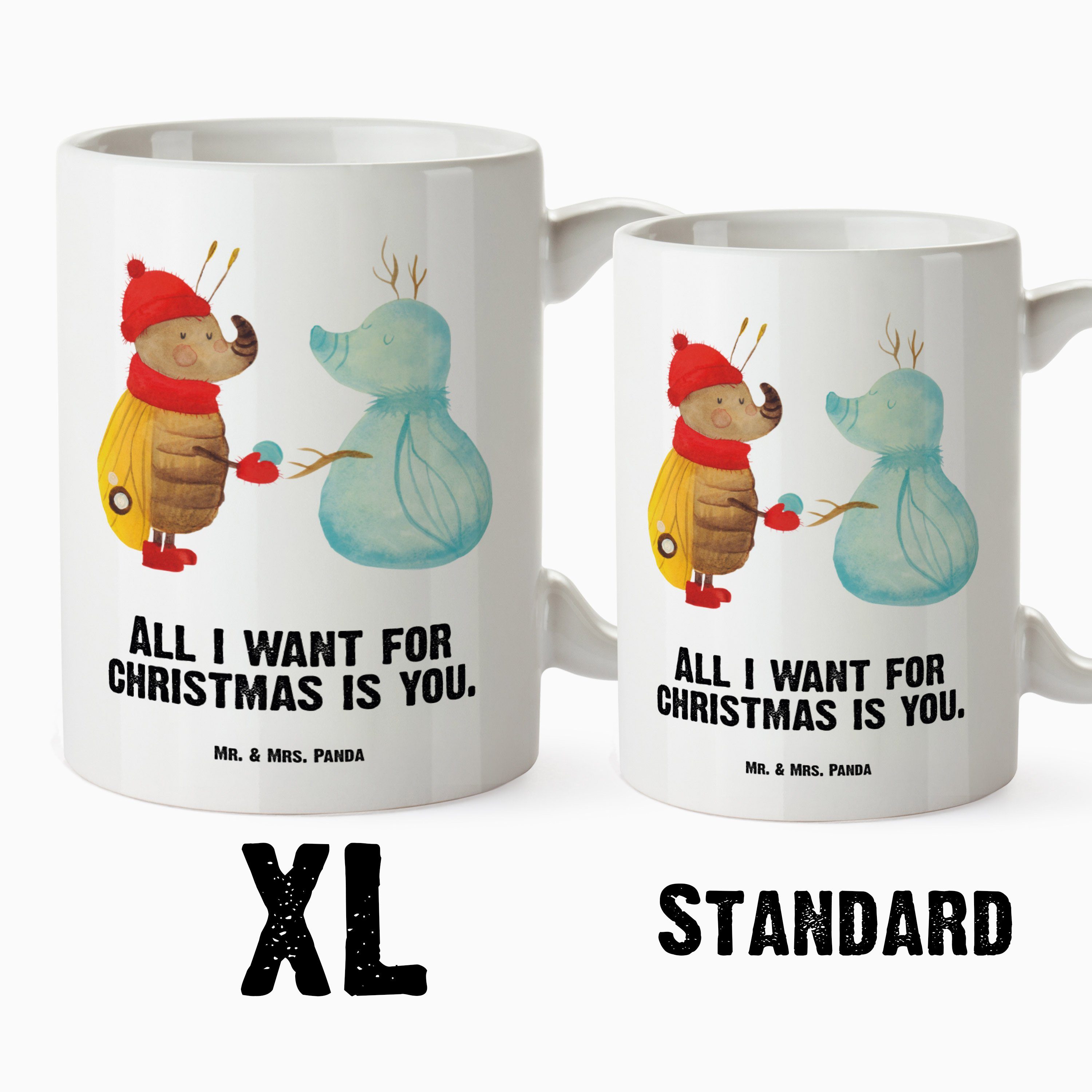 Mr. & Mrs. Keramik Geschenk, Weihnachtsgru, Weiß Tasse Nachtfalter Panda Tasse - Weihnachten, XL Schneemann 