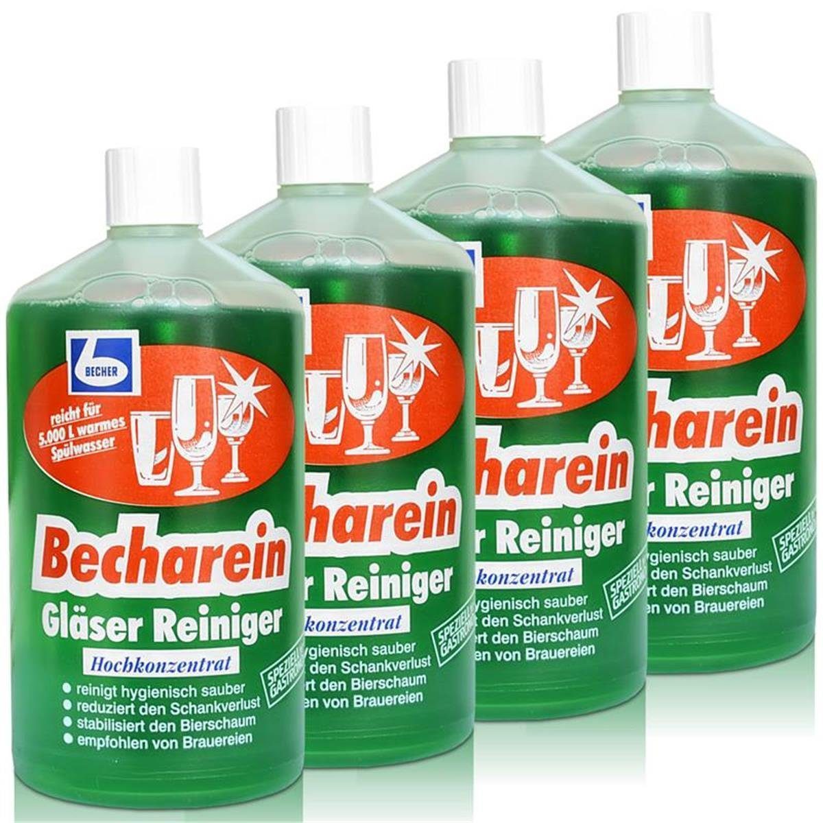 Dr. Becher Becharein Gläser Reiniger Hochkonzentrat 1L (4er Pack) Glasreiniger