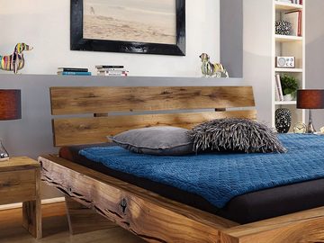 SAM® Massivholzbett Baffin, Doppelbett, natürliche Baumkante, Fichtenholz massiv, hohes Kopfteil