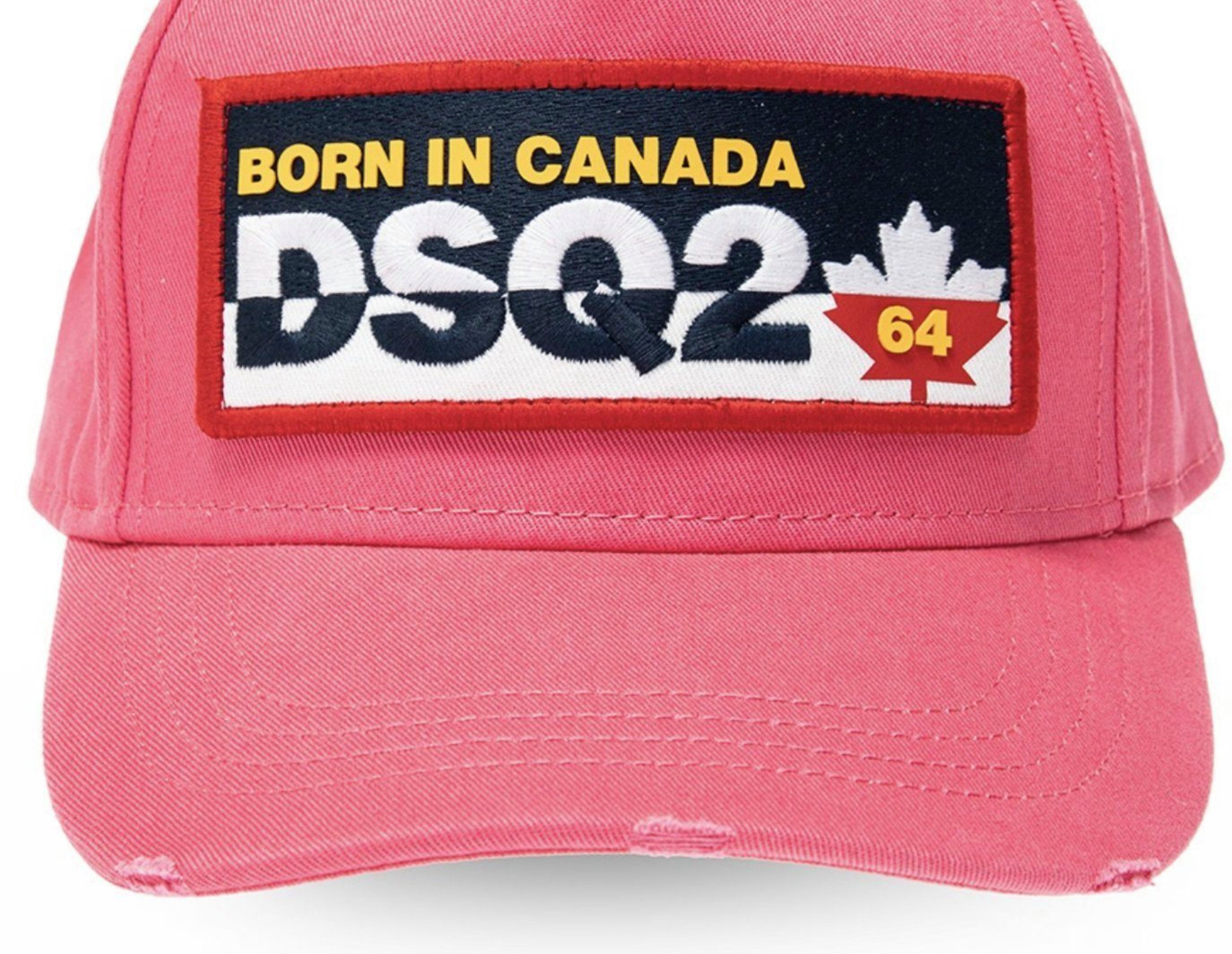 Dsquared2 Baseball Cap Basebalkappe Icon Born In Canada 64 Baseballcap Cap Kappe Hat Lässigen Destroyed-Look und dem markanten Branding