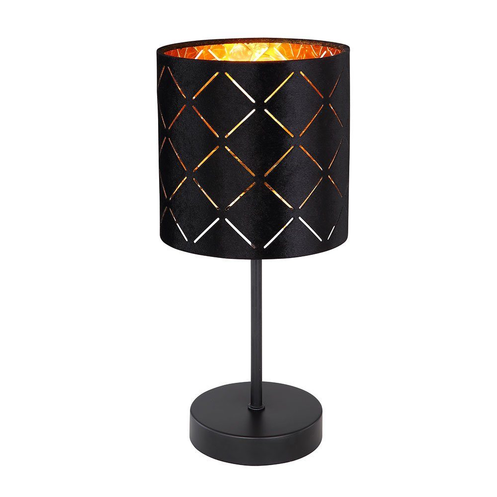 GLOBO LIGHTING Tischleuchte, Leuchtmittel nicht inklusive, Tischlampe Tischleuchte Nachttischlampe Samt schwarz Leselampe H 35 cm