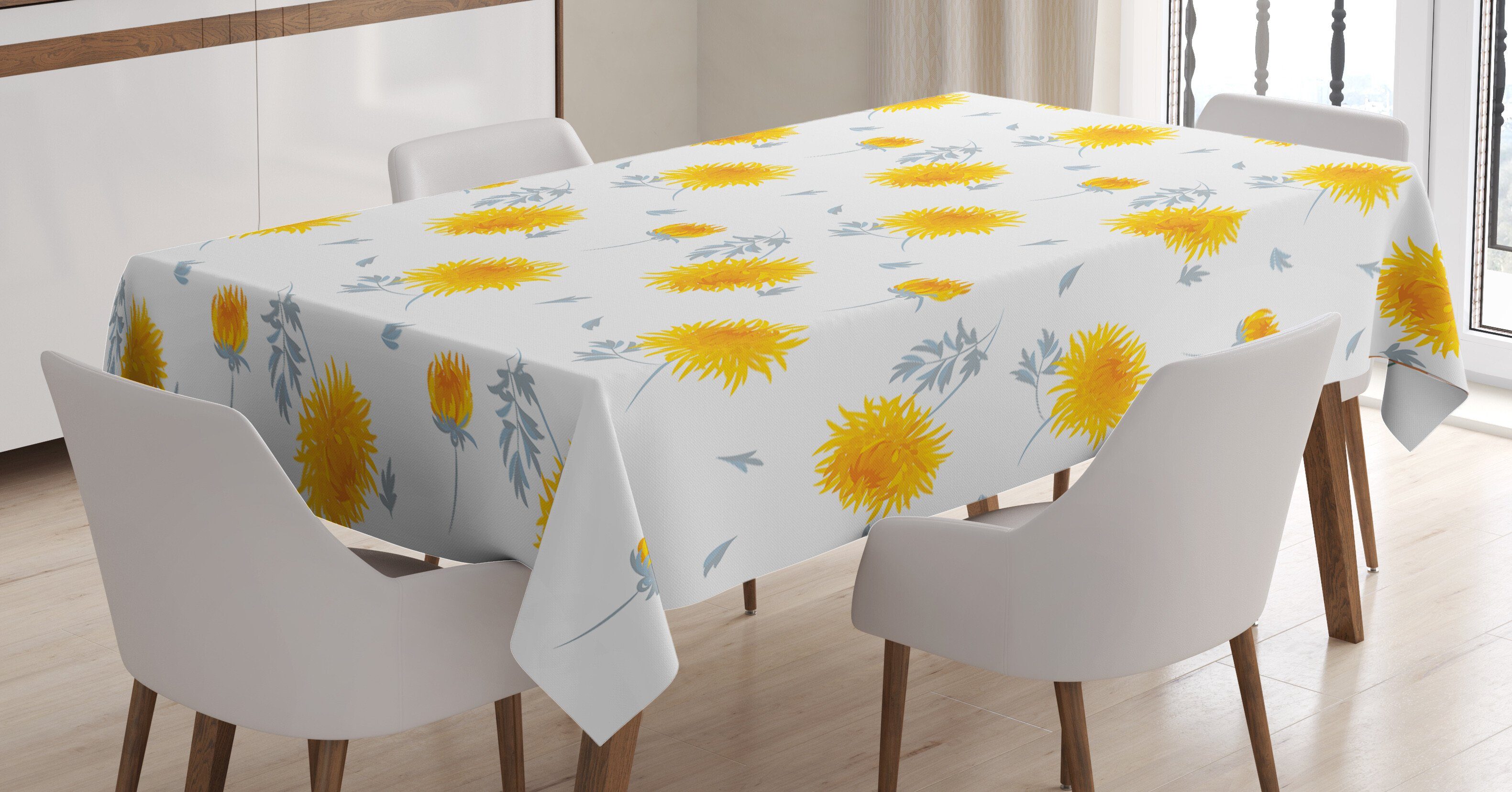 Abakuhaus Tischdecke Farbfest Waschbar Für Farben, Klare Herbst-Röschen Blume Gelbe Bereich geeignet Außen den