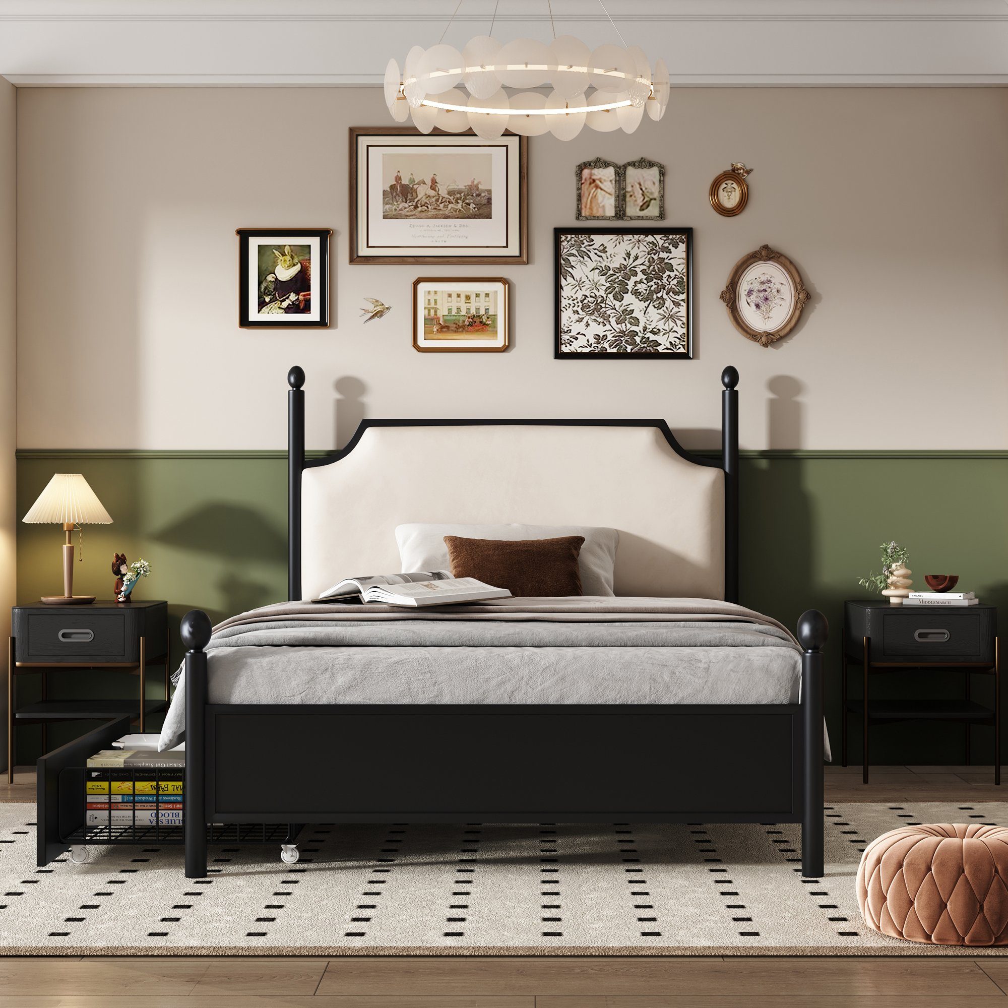 Metallbett (Einzelbett), mit Kopfteil, Lattenrost und 2 Schubladen 90x200 cm