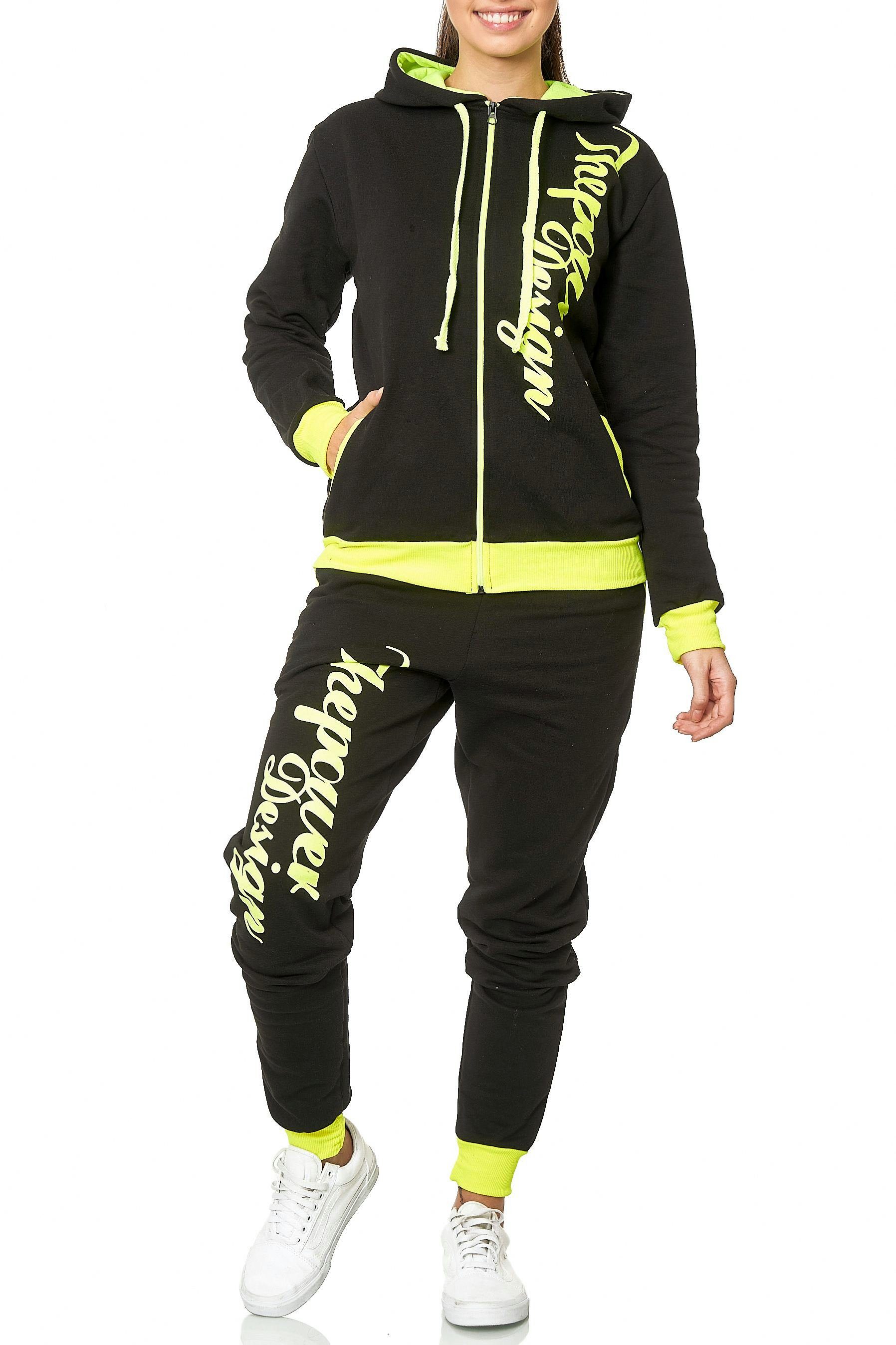 L.gonline Freizeitanzug Damen Jogginganzug, Jacke und Hose, ThePower 506 (Kapuzenjacke mit Reißverschluss, Hose, 2-tlg), Fitness Freizeit Casual
