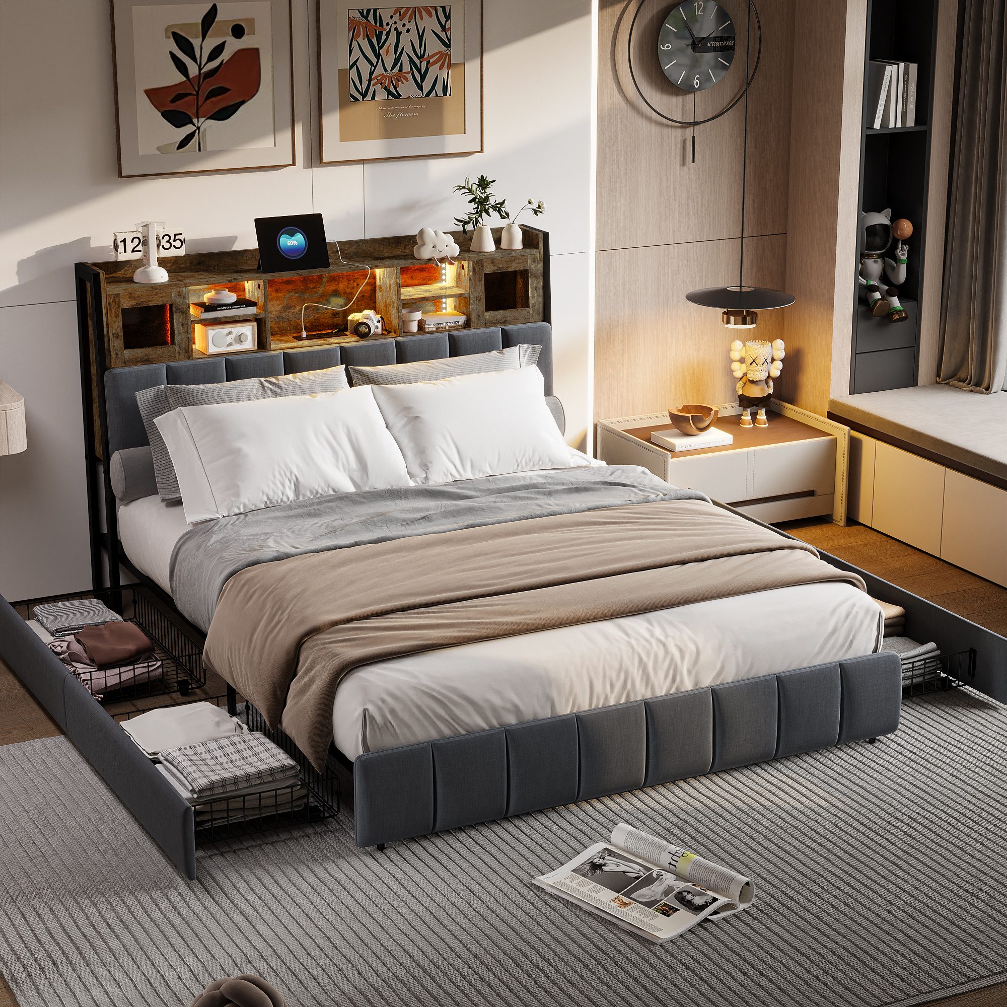 Furnishings Home Stauraumbett Doppelbett Polsterbett Eisenbett günstig online kaufen