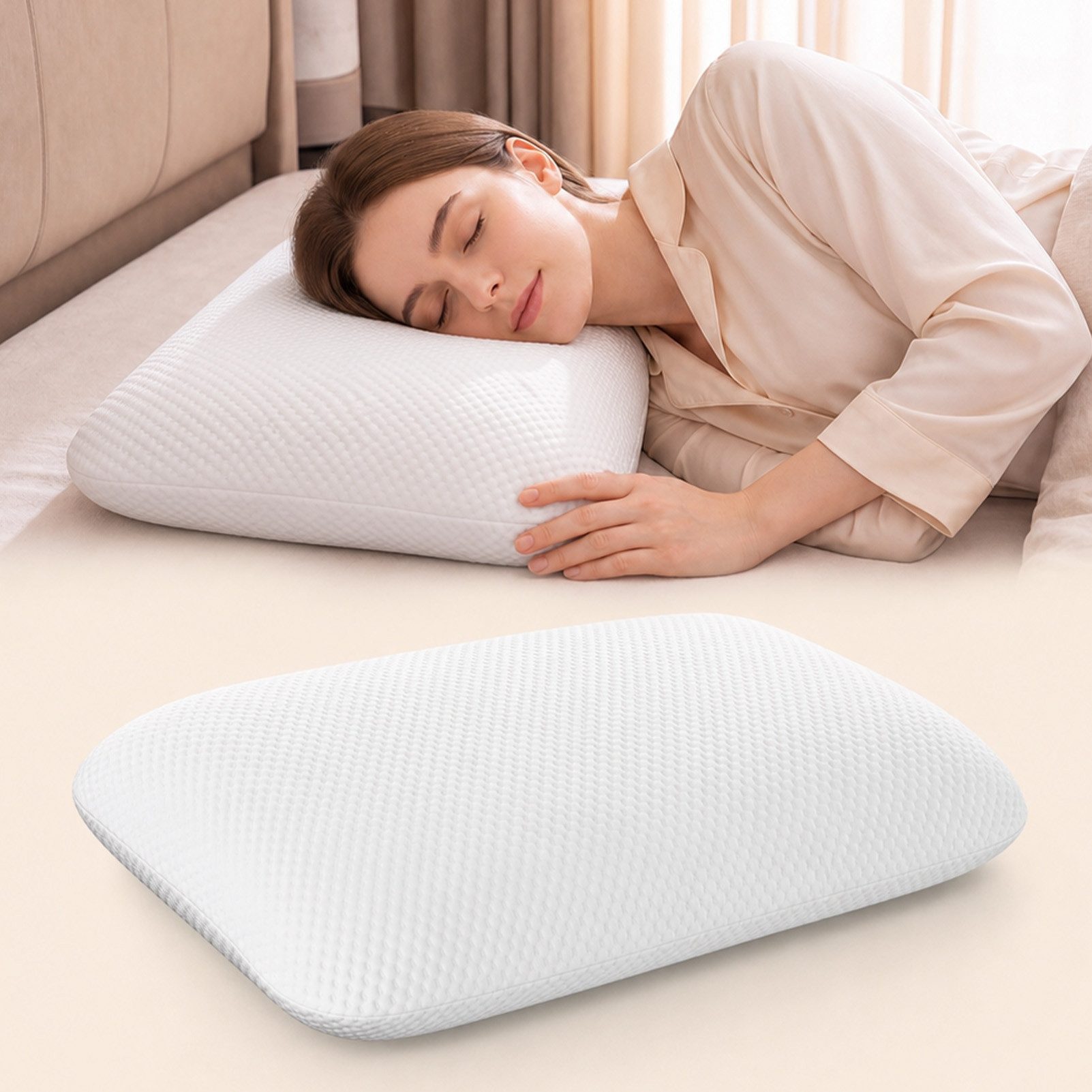 Esun Kopfkissen Orthopädische Ergonomisches Memory Foam Kissen, Nackenkissen, Kissen, Füllung: Rückstellschaum, Rückenschlafer, Bauchschlafer, Seitenschlafer, Set, Seitenschlafer, Rückenschlafer, Bauchschlafer, Set, Kissen, Kopfkissen, Kopfkissen für Seiten Rücken Bauchschläfer (60 x 40 x 11cm)