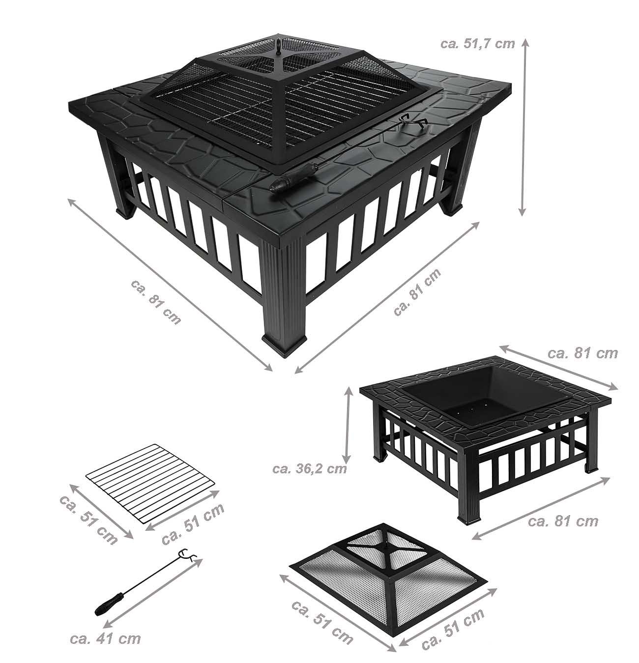 Bubble-Store Feuerkorb Terrassenofen, (Feuerstelle für Terrasse und Garten, Als Feuerstelle oder Grill nutzbar), Feuerkorb in dekorativer Steinoptik