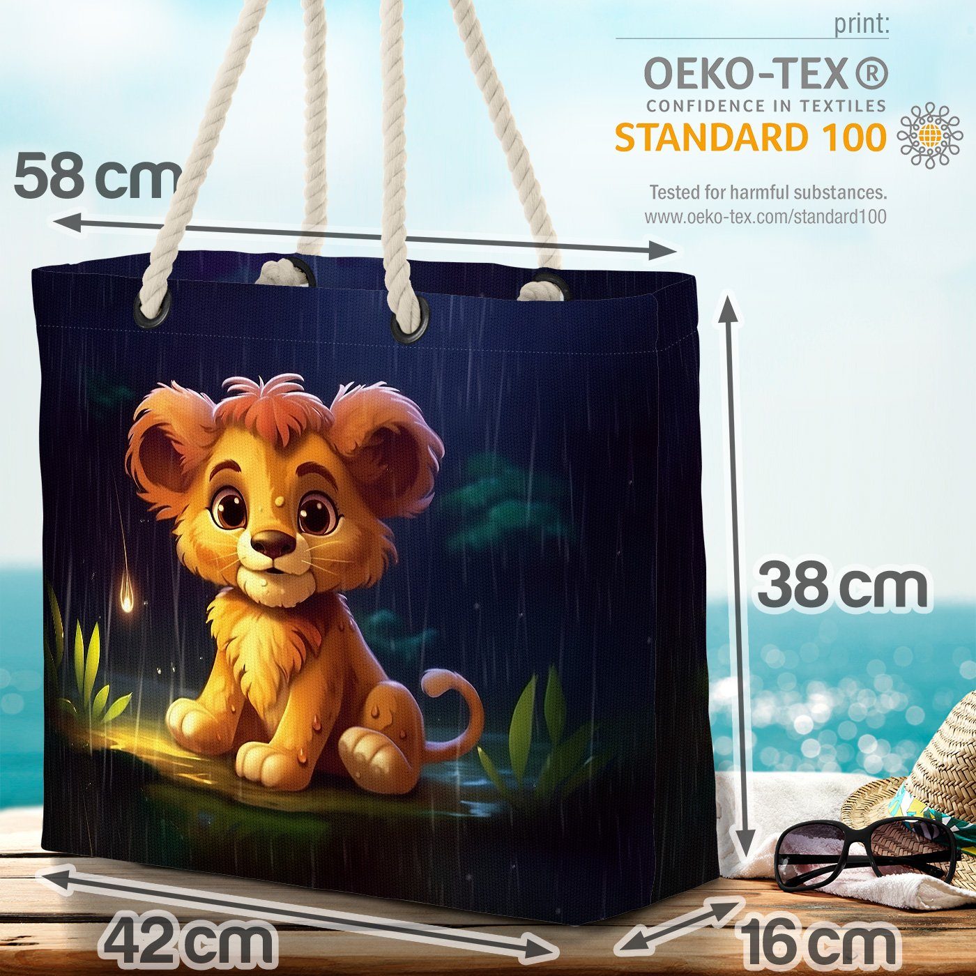 VOID Strandtasche (1-tlg), Comic Baby tiger plüschtier Dschungel Löwe katze Kinder Safari g Kind