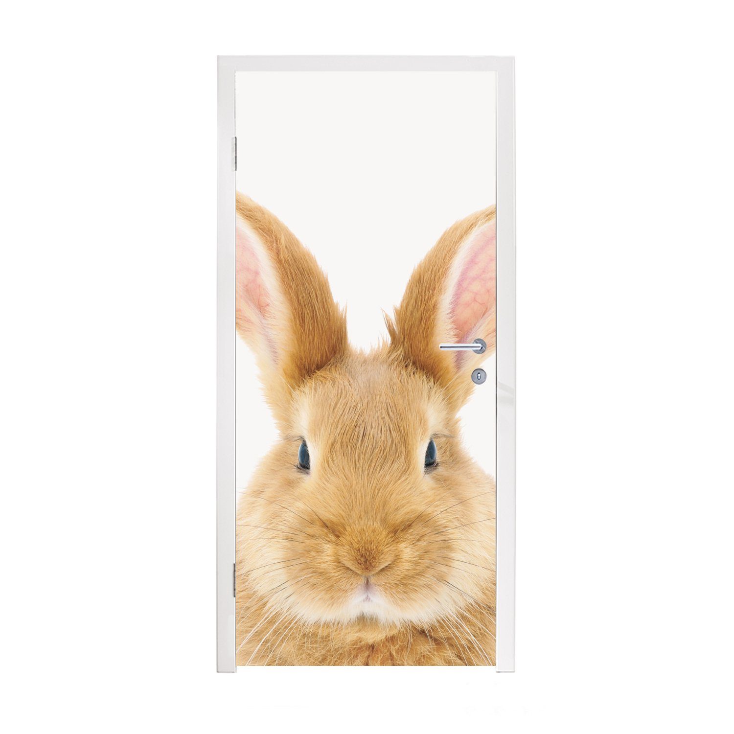 MuchoWow Türtapete Kinder - Kaninchen - Kind - Mädchen - Jungen, Matt, bedruckt, (1 St), Fototapete für Tür, Türaufkleber, 75x205 cm