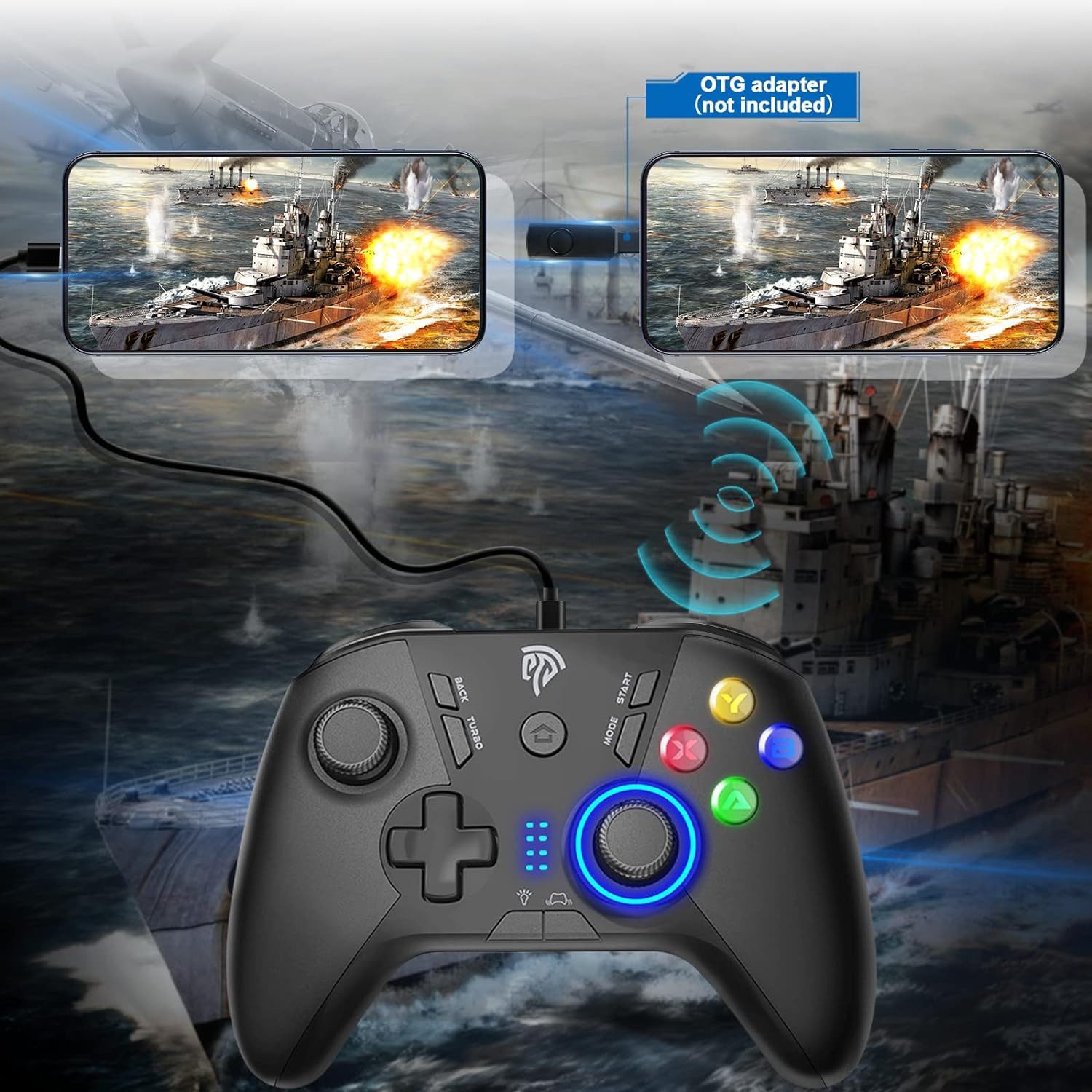 EasySMX 2.4G Wireless Controller Gamepad, einstellbare LED Wireless-Controller