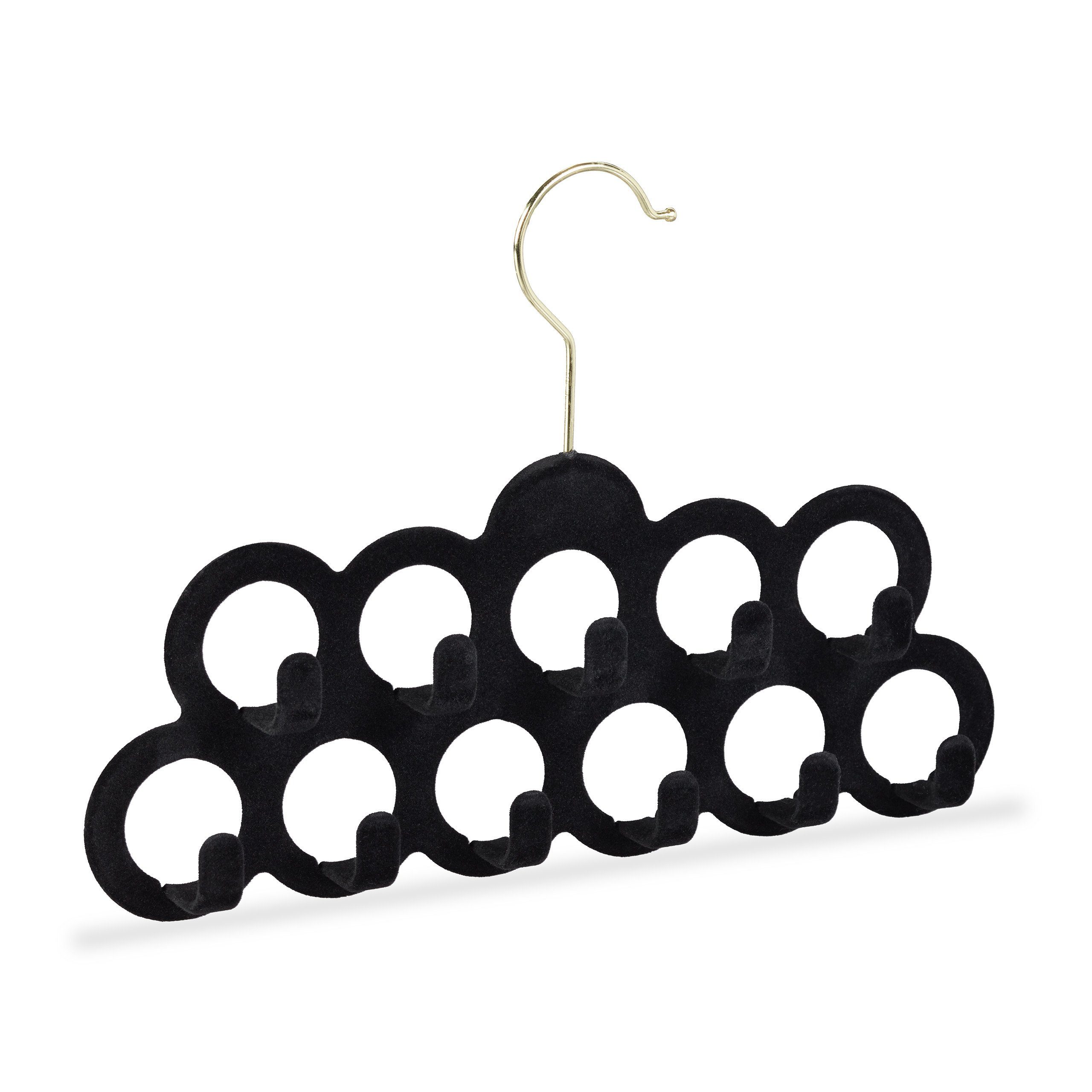 relaxdays Mehrfach-Kleiderbügel Velours Schalhalter, schwarz günstig online kaufen