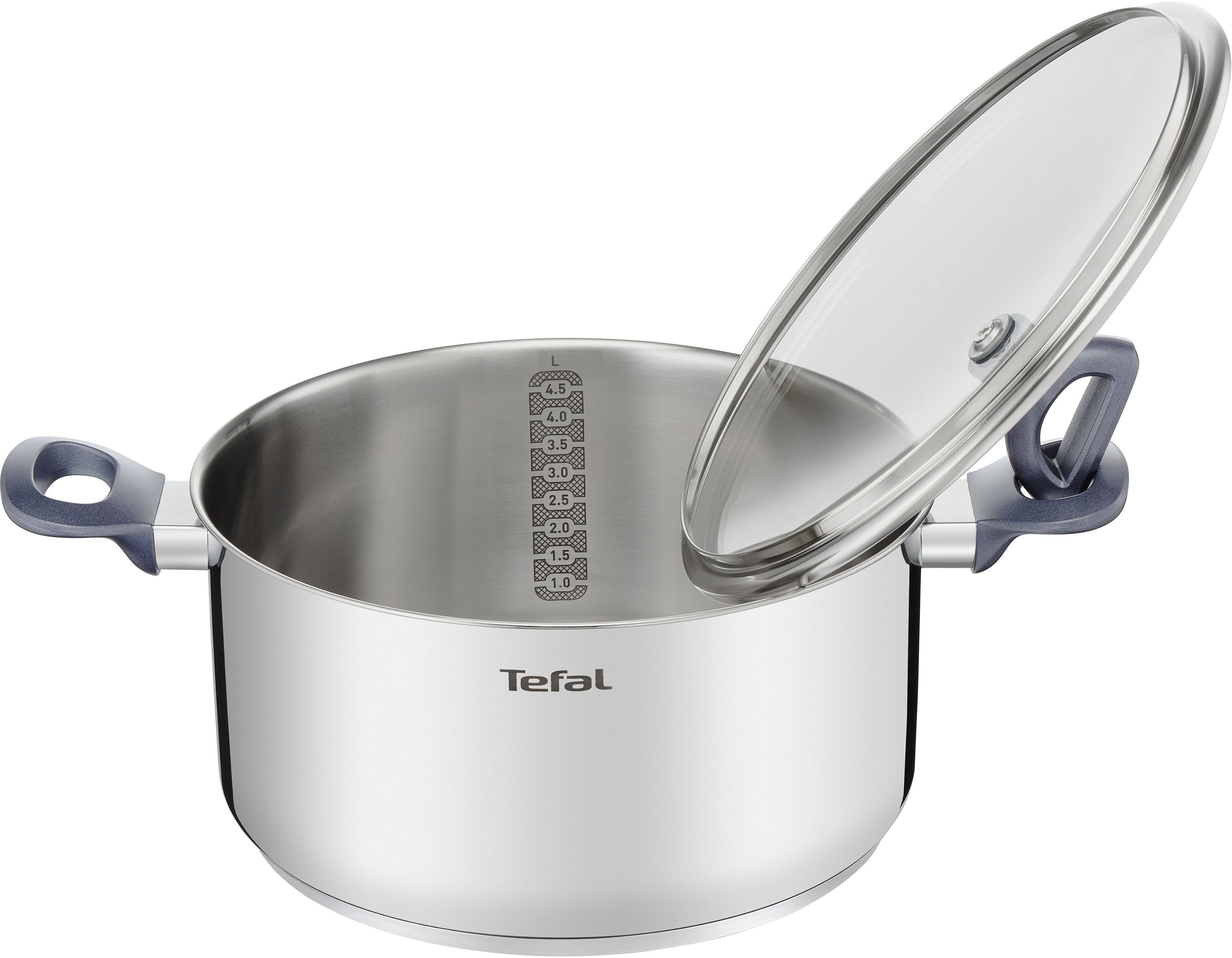 Tefal Kochtopf Daily Cook, Edelstahl, Edelstahl-Topf mit stehendem Deckel,Ausgießer,alle Herdarten,Induktion