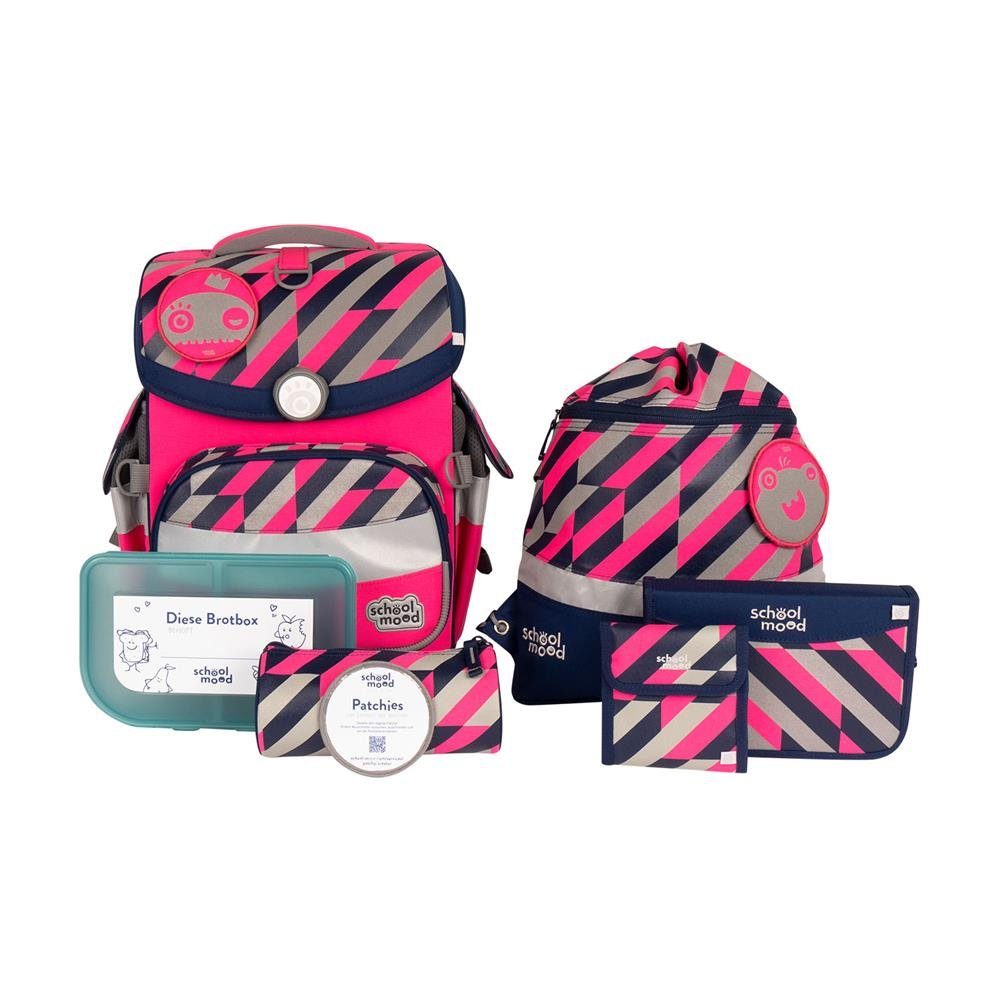 SCHOOL-MOOD® Schulranzen Timeless Air+ (Set), 7-teilig, ergonomisch mit Rückenpolster, für Grundschule