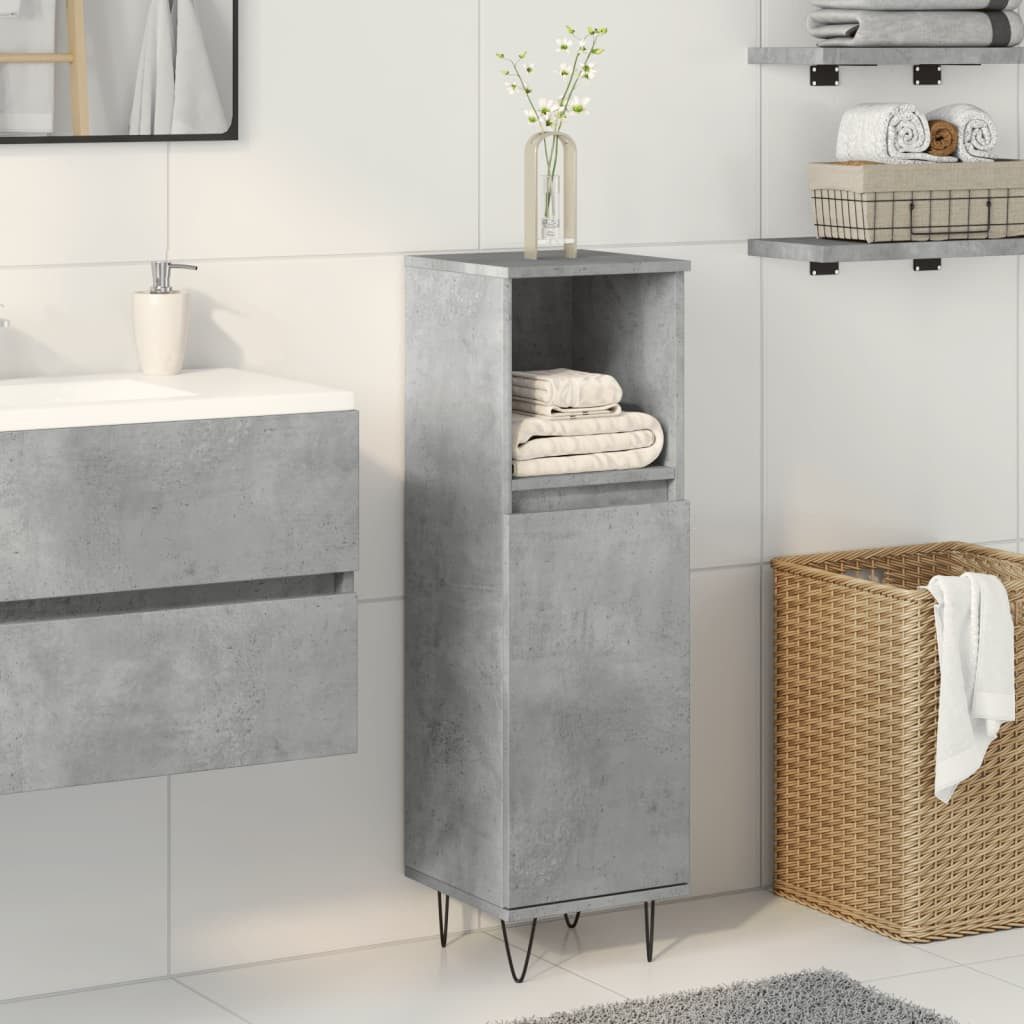vidaXL Badezimmer-Set Badschrank Betongrau 30x30x100 cm günstig online kaufen