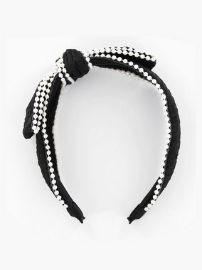 axy Haarreif Haarreif mit Perlen und große Schleife 14,5 cm x 4,5 cm, Vintage Damen Haareifen Haarband