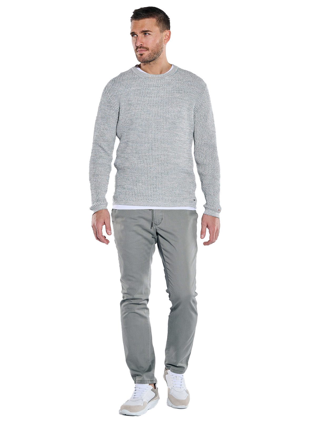 emilio adani Rundhalspullover Herren Pullover strukturiert, Beige