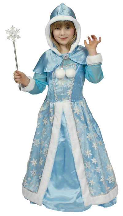 Das Kostümland Kostüm Schneekönigin Eisprinzessin Glitzer Kostüm für Mäd