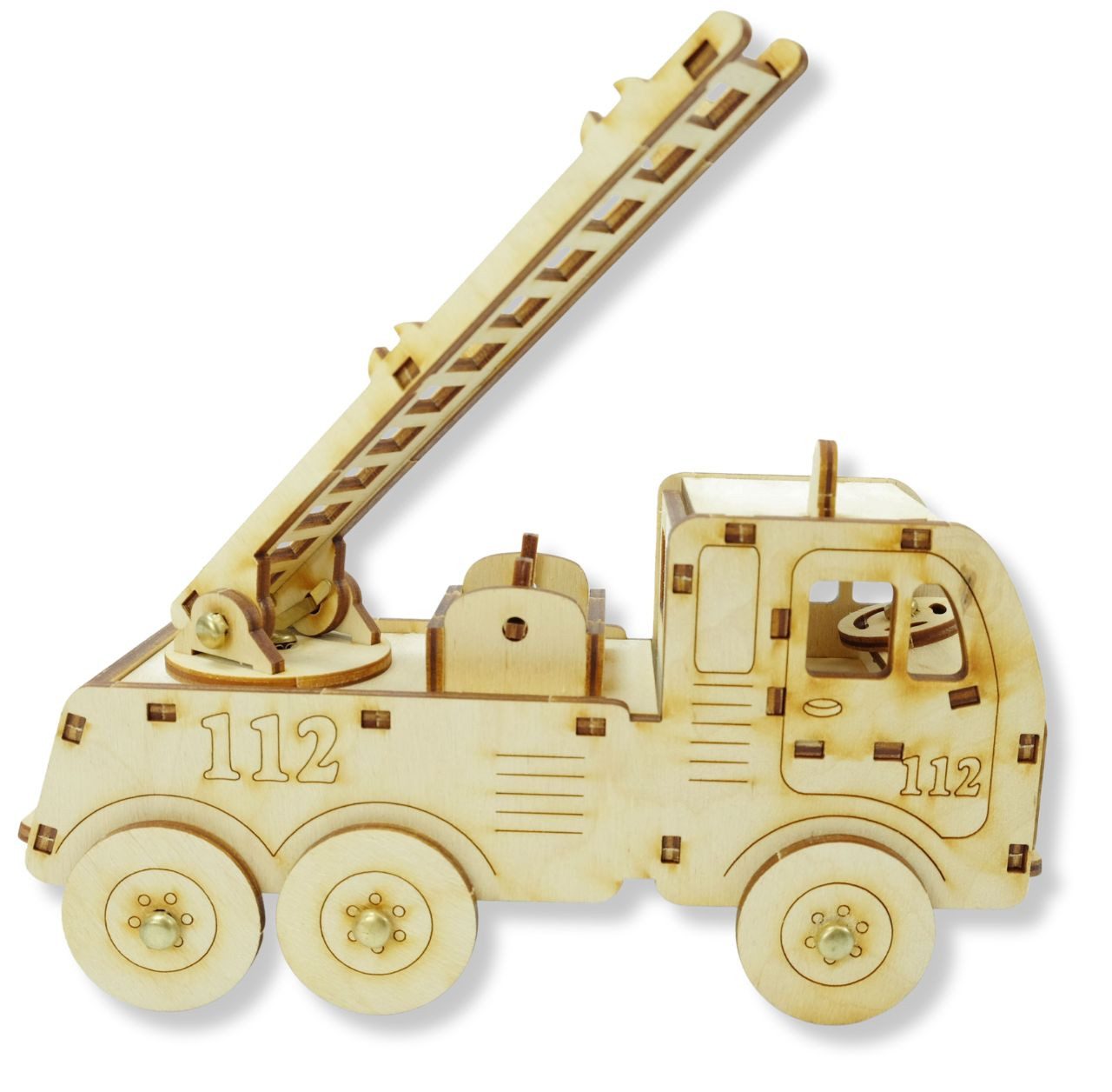 DeColibri Spielzeug-Feuerwehr DIY Leichtes Bastelset Kinder Holz Auto Feuerwehr basteln bemalbar, (Bastelset), Made in Germany, aus Holz, bemalbar