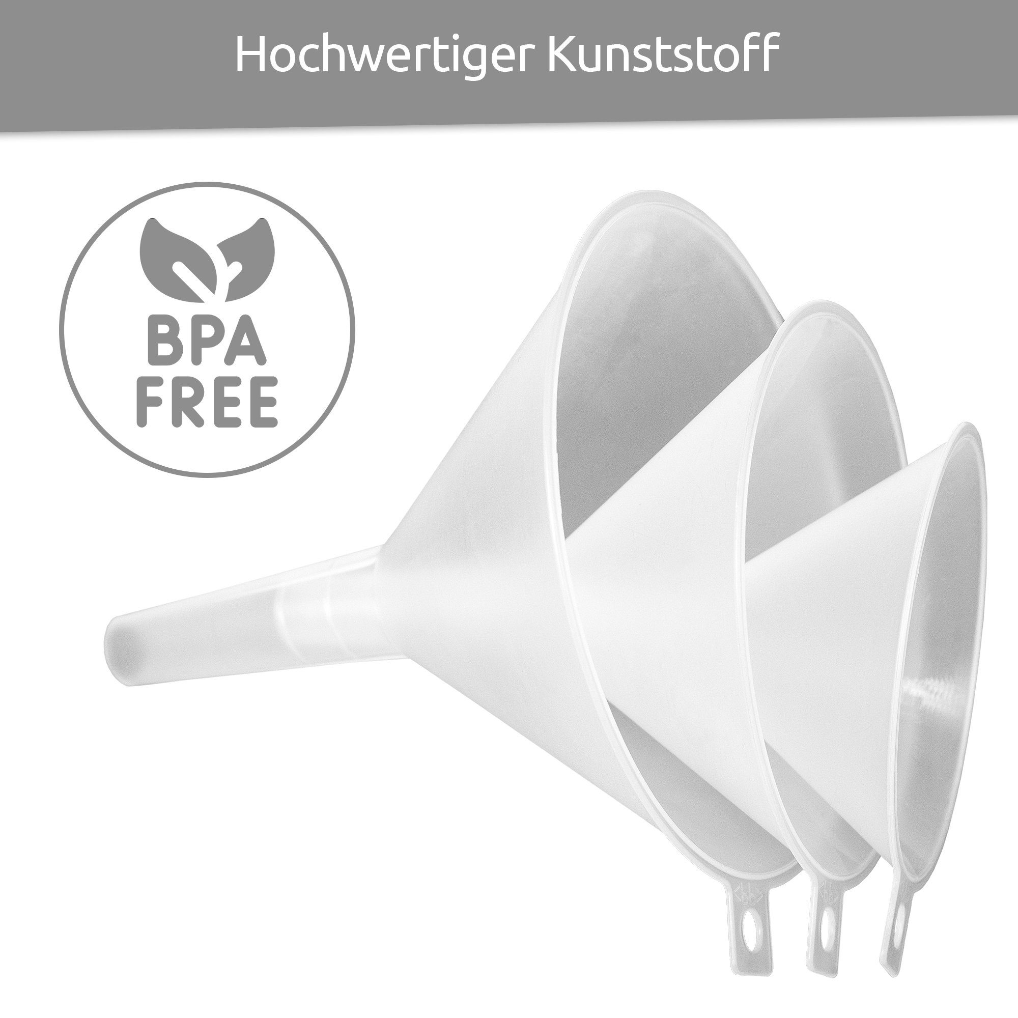 + Kaiser Set), (3-tlg., Wüllner Material Trichter lebensmittelechten, aus BPA-freien cm), Trichter Küchentrichter Set (8/10/12