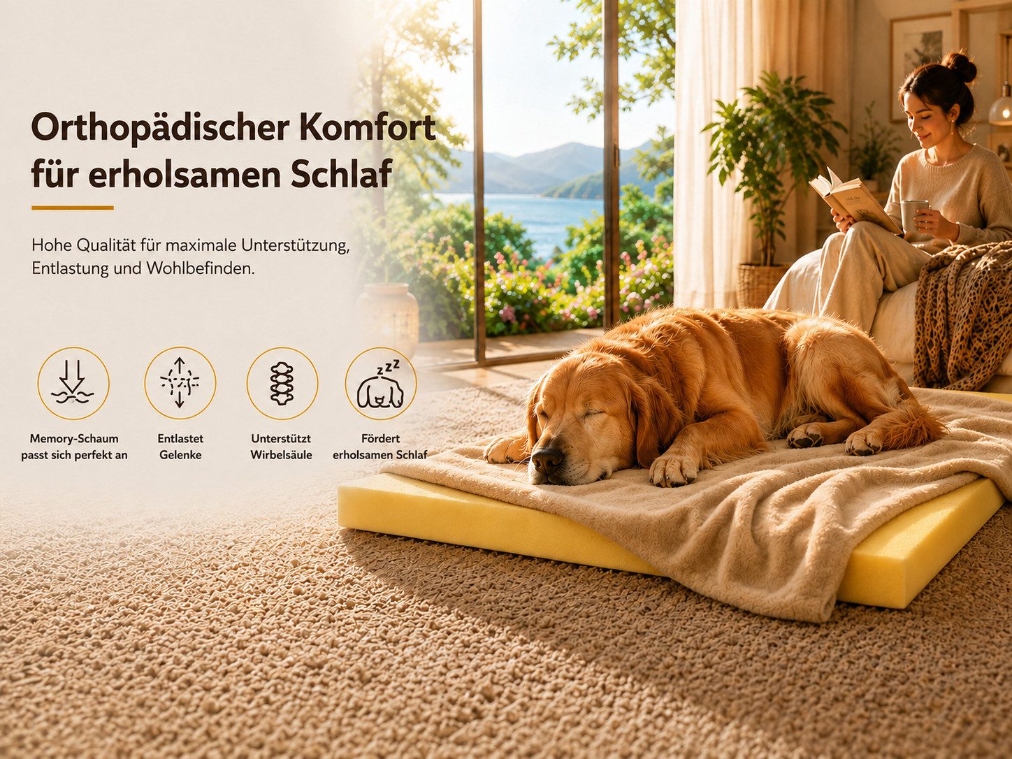 Best for Pets Hundematte Orthopädisches Hundebett – Memory Foam & Waschbar, 100% Polyester, Orthopädisch, Memory Foam, 3-Schicht-System, – Bild 2 von 5