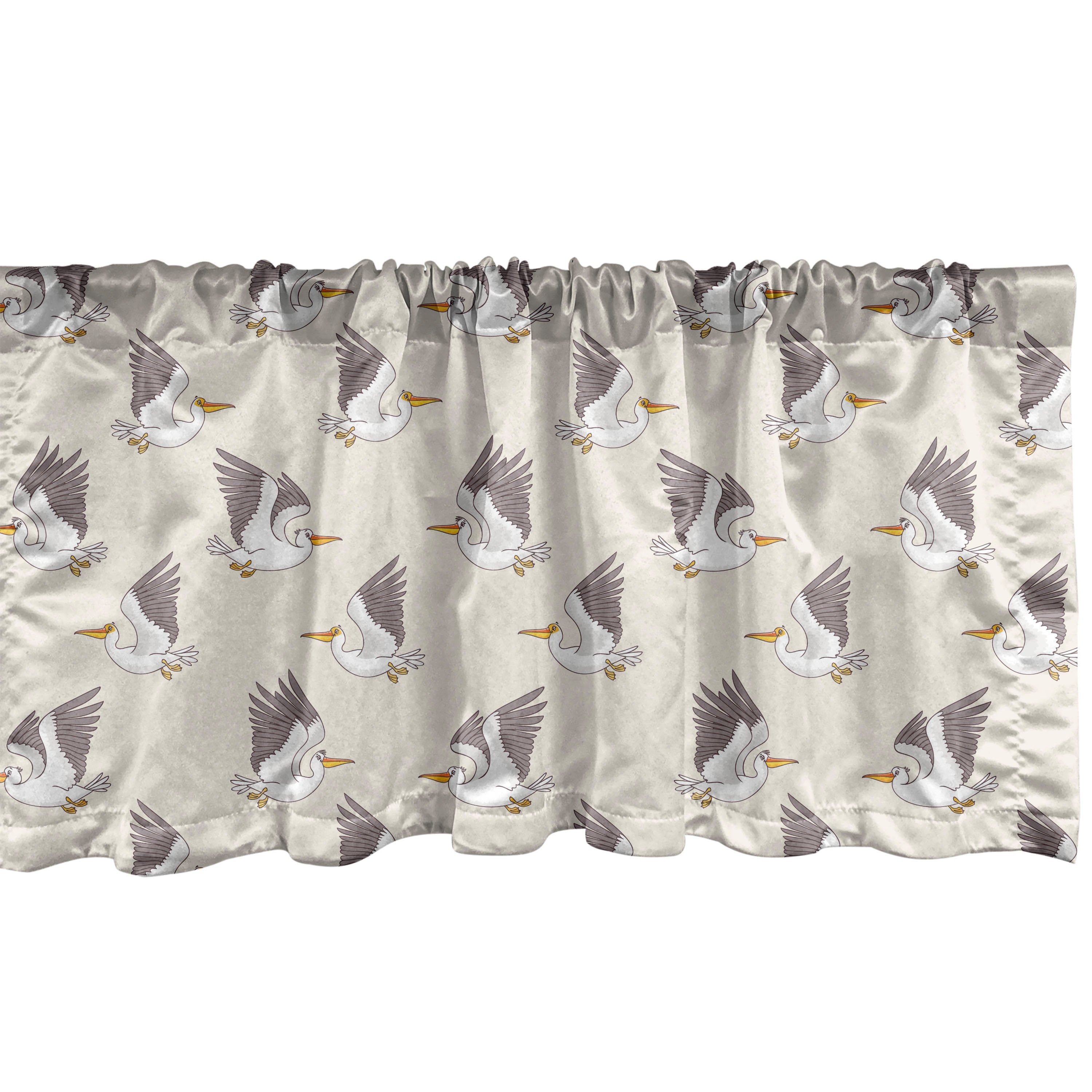 Scheibengardine Vorhang Volant für Küche Schlafzimmer Dekor mit Stangentasche, Abakuhaus, Microfaser, Vogel-Druck Fliegende Pelikane Cartoon