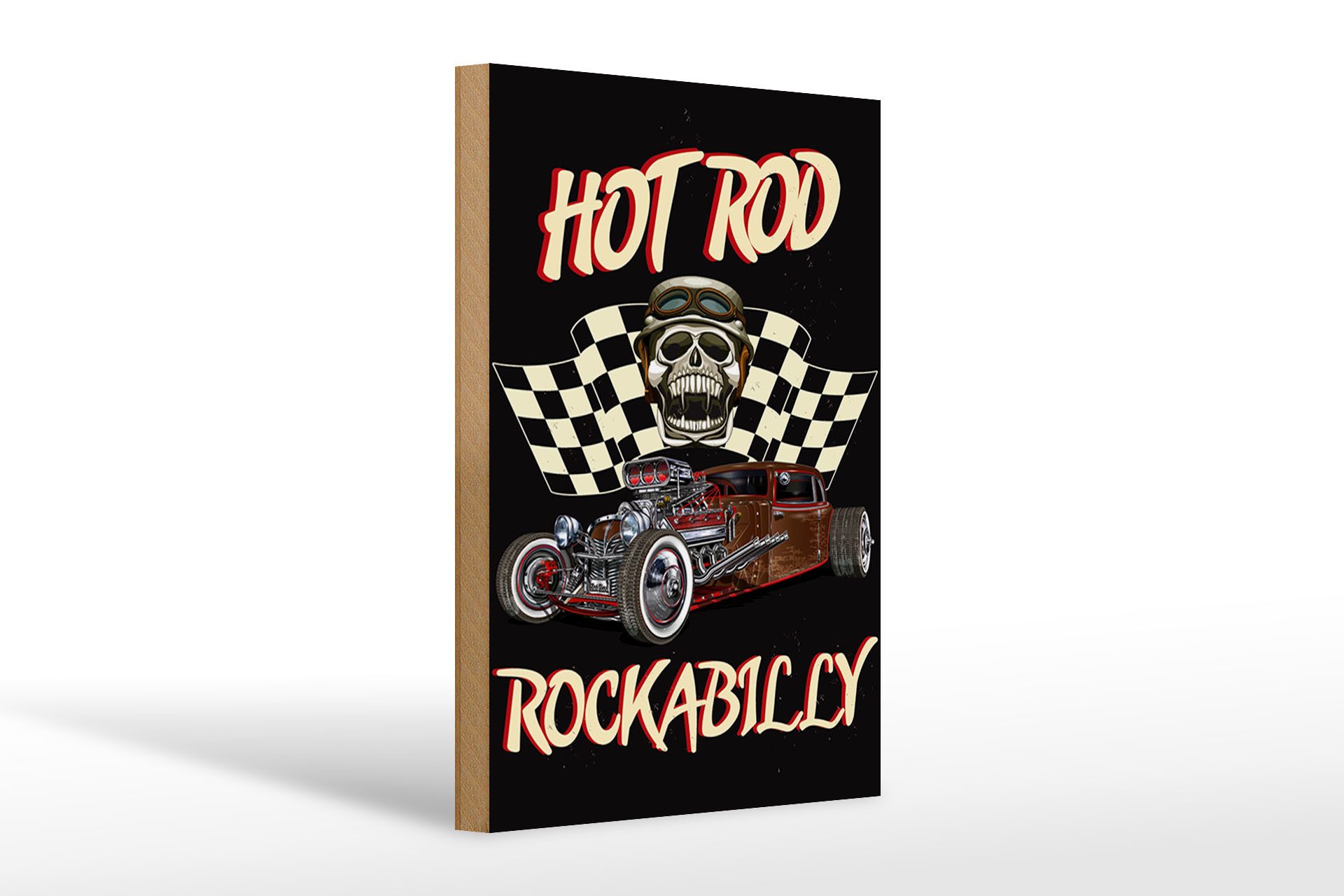 Femer GmbH Holzbild Auto 20x30cm hot rod rockabilly, Auto Motorrad Werkstatt Garage (1 St), Glatte Holzfaserplatte (MDF), vorn beschichtet