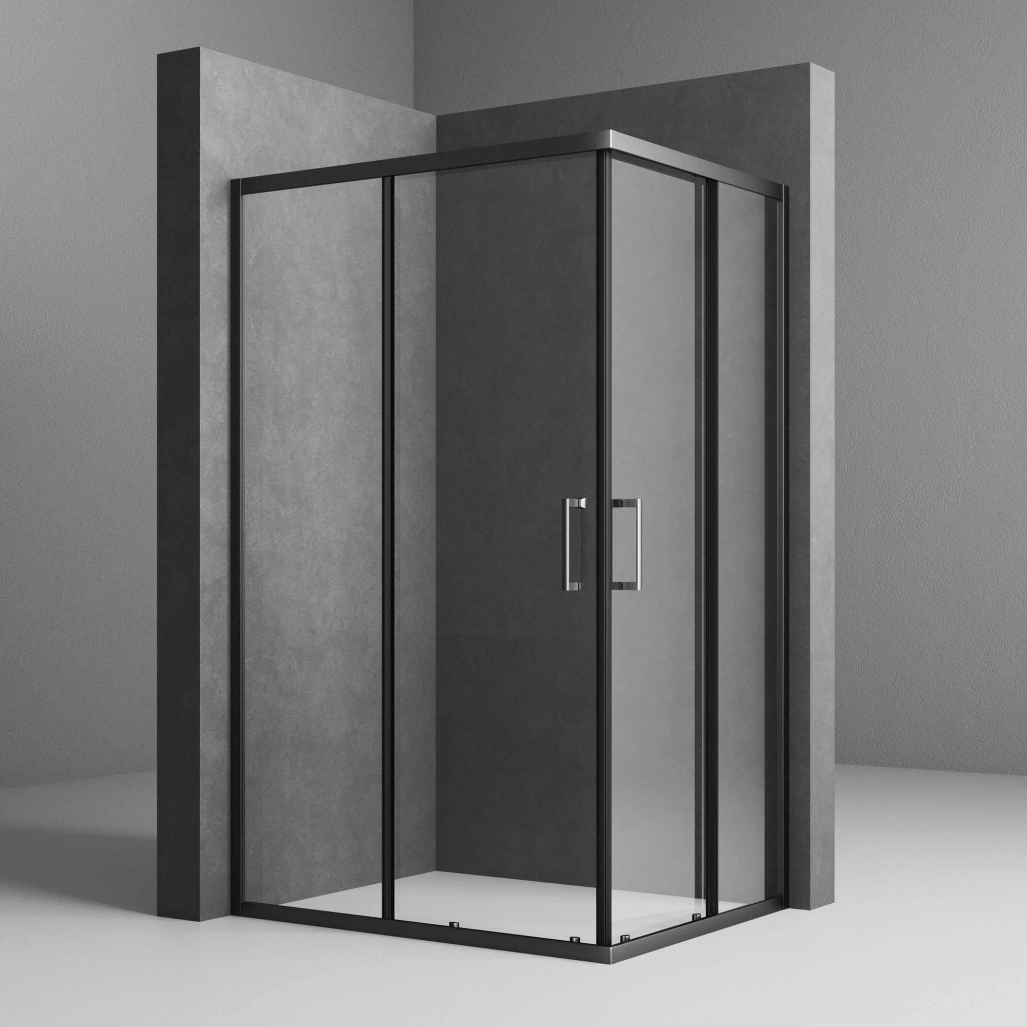 Boromal Eckdusche 100x80x185cm Duschkabine Schwarz 80x100x185cm günstig online kaufen