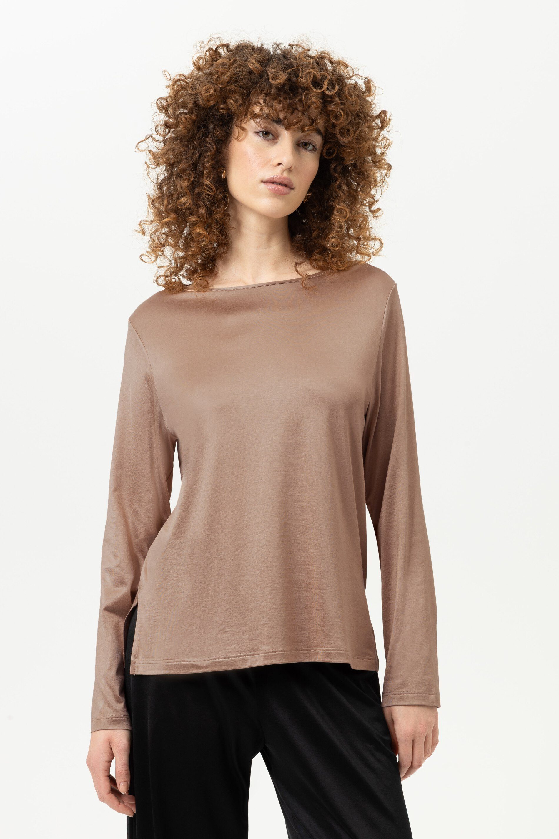 Mey Pyjamaoberteil Mey Langarm-Shirt Serie Pure Shine Uni T-Shirt (1-tlg) Premium-Shirt in Seiden-Optik, Viskose-Baumwoll-Mix