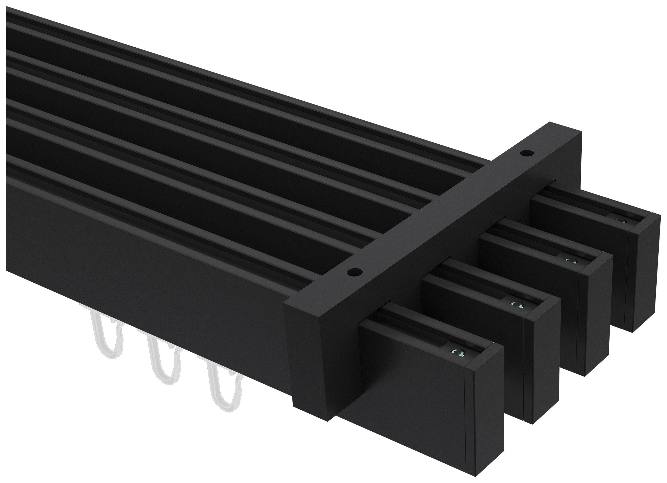 INTERDECO Innenlaufschiene Smartline Paxo, 4-läufig, Fixmaß, kürzbar, Deckenmontage, Aluminium, Schwarz, 14x35