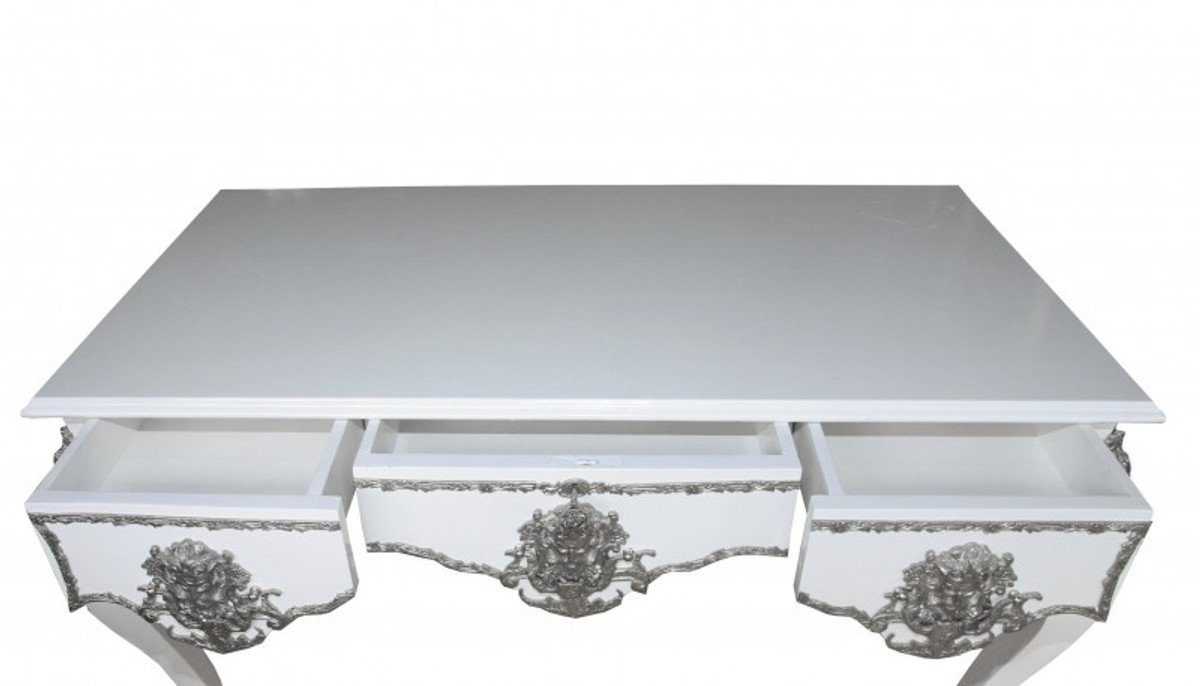 Weiß Schreibtisch Casa Padrino / Luxus Luxus Schreibtisch Sekretär Silber Barock Möbel