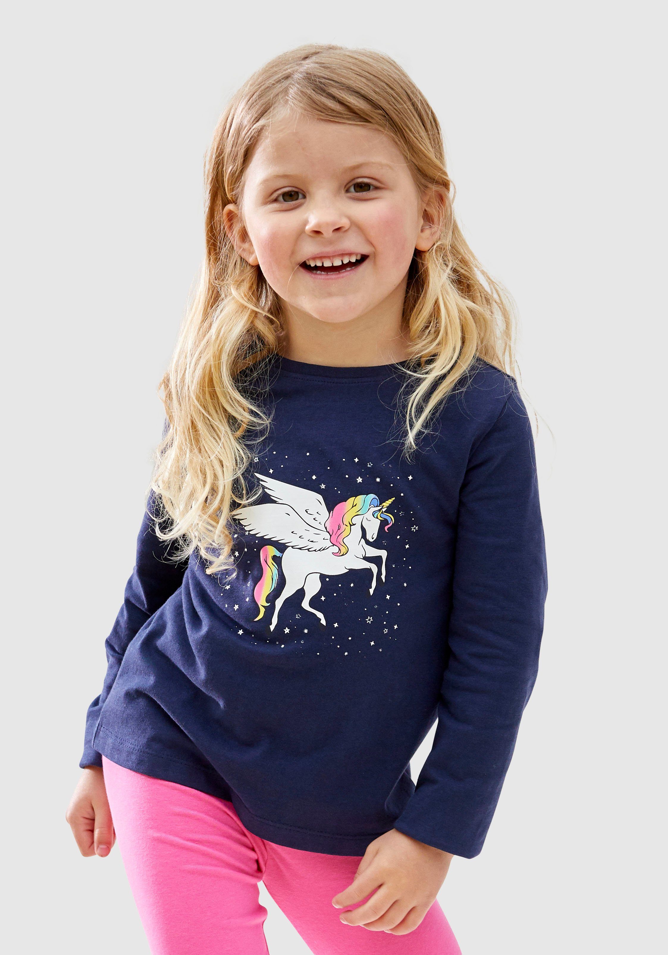 KIDSWORLD Langarmshirt Einhorn Druck süßem mit