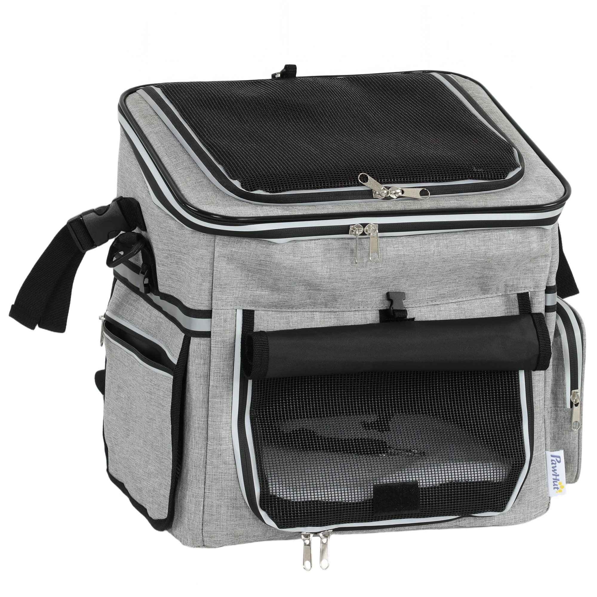 Rolipo Tierfahrradkorb 5-in-1 Fahrradkorb für Hunde/Katzen, Rucksack/Umhängetasche/Autositz bis 5 kg, Sicherheitsleine, feste Bodenplatte – bis 5 kg