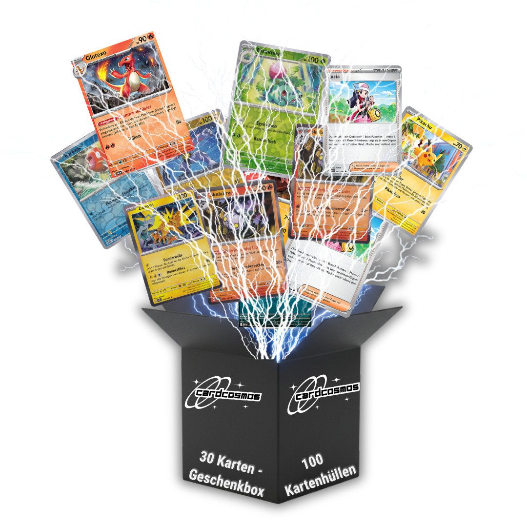 POKÉMON Sammelkarte Pokémon Karten Set Deutsch – 30/50/100/200 Karten + Holos u. Sleeves