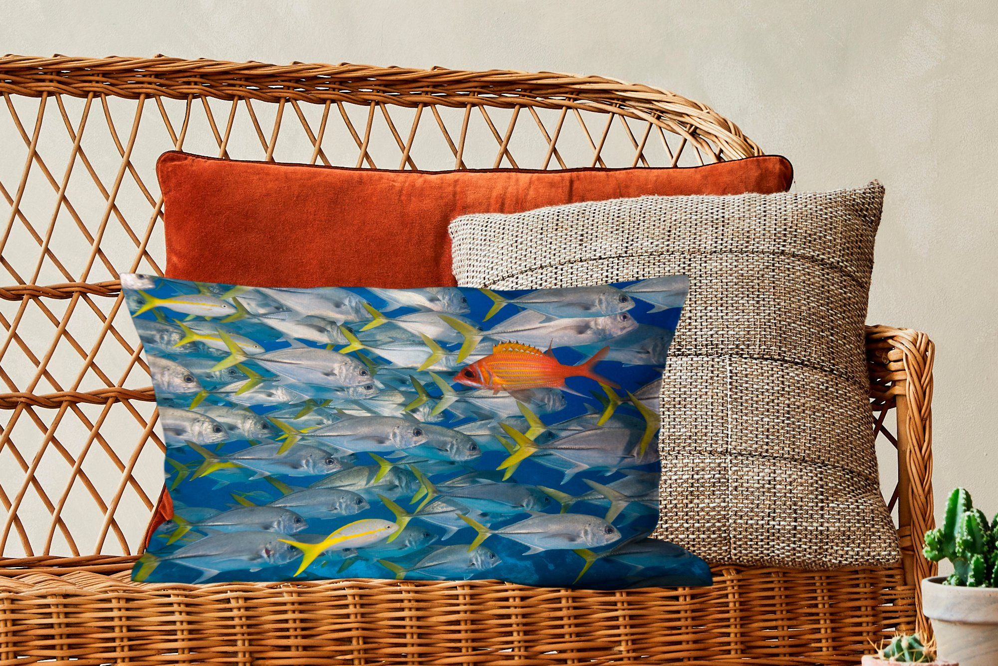 Schule Dekoration, Dekokissen Zierkissen, Wohzimmer Schlafzimmer Füllung, Fisch - - Dekokissen mit MuchoWow Wasser,