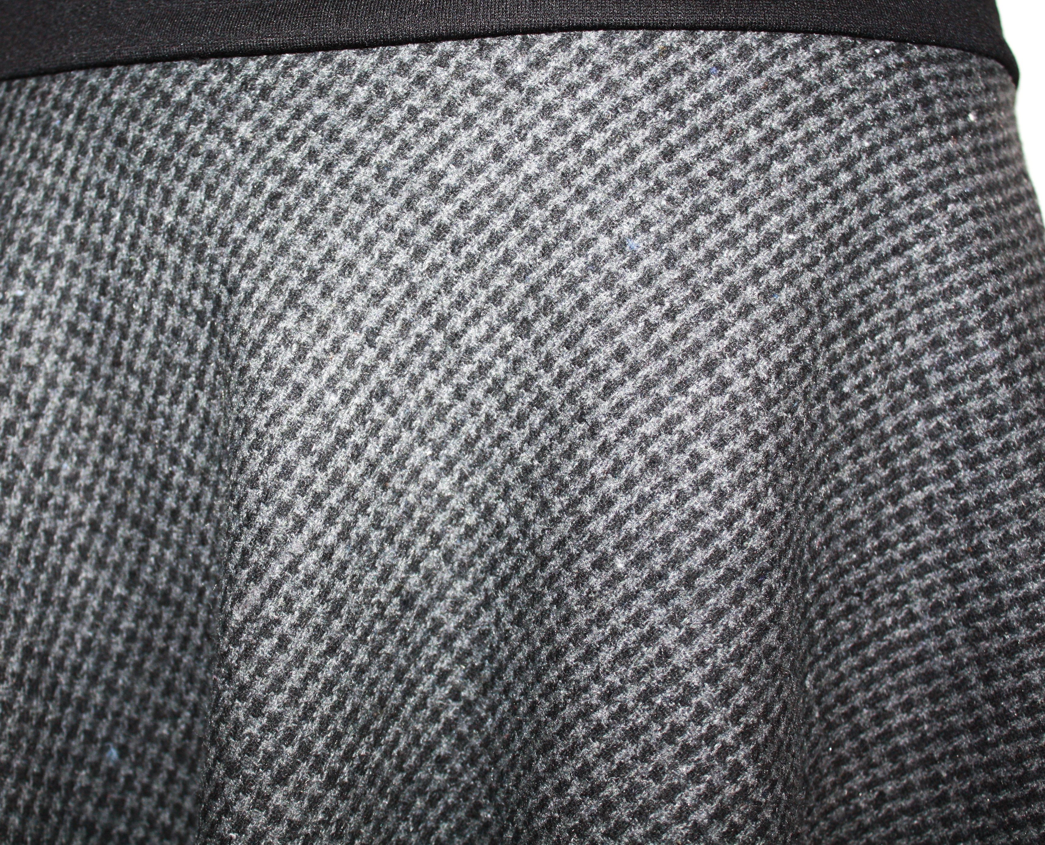 dunkle design A-Linien-Rock Wollmischung Grau Hahnentritt Elastischer Bund