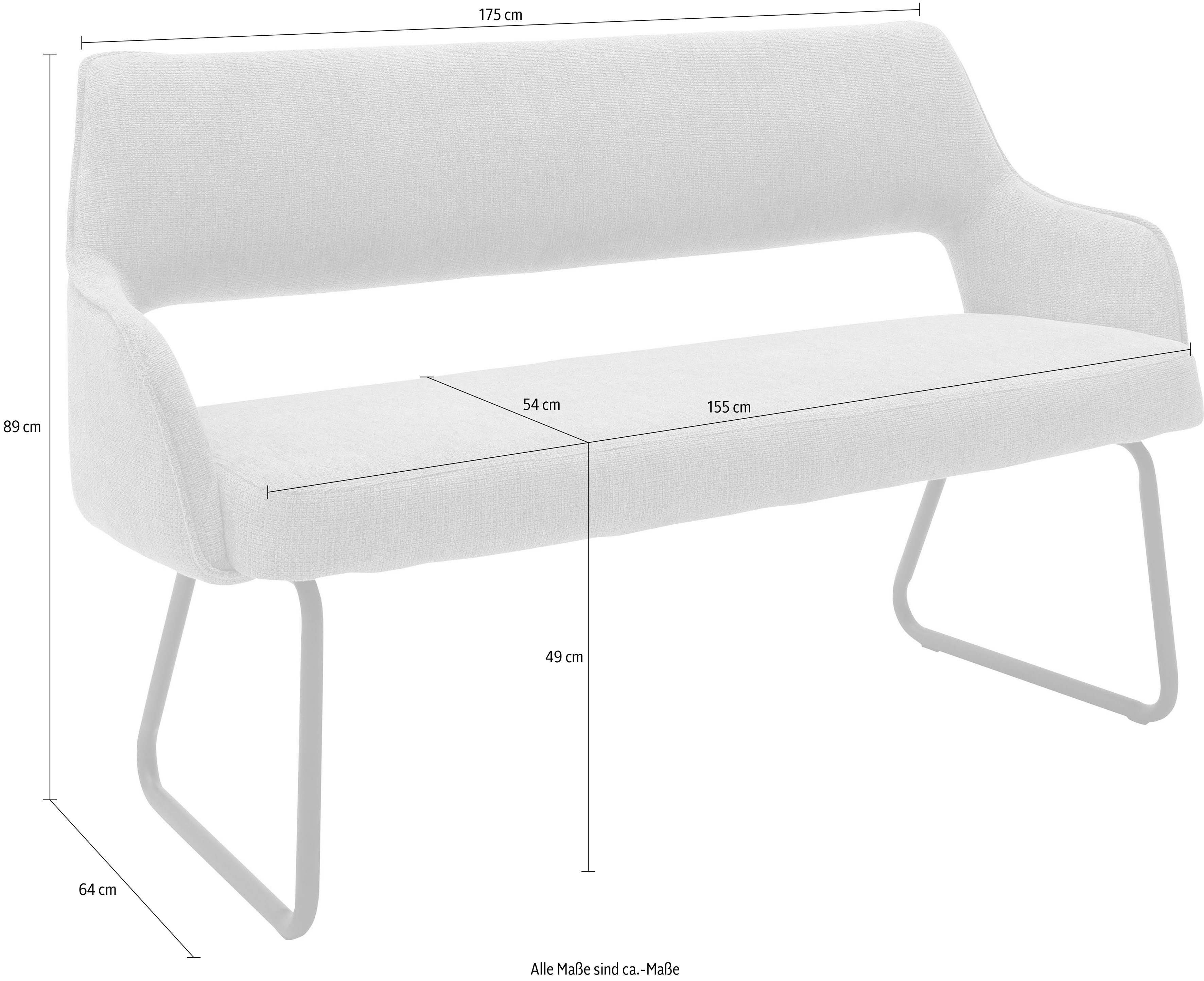 Schlammfarben Sitzbank 175 Bangor, Polsterbank furniture frei stellbar,Stoffbezug, im MCA | cm Breite Raum Schlammfarben