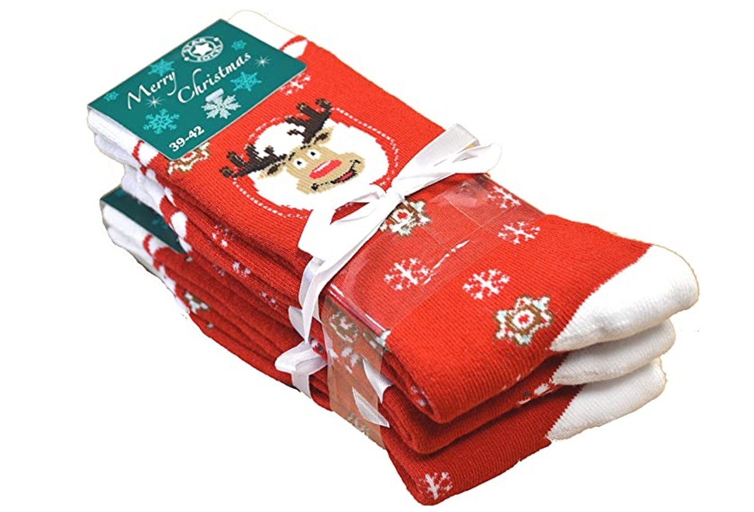 Cocain underwear Thermosocken kuschelige Vollfrottee Motive weihnachtliche Socken lustige (3-Paar)