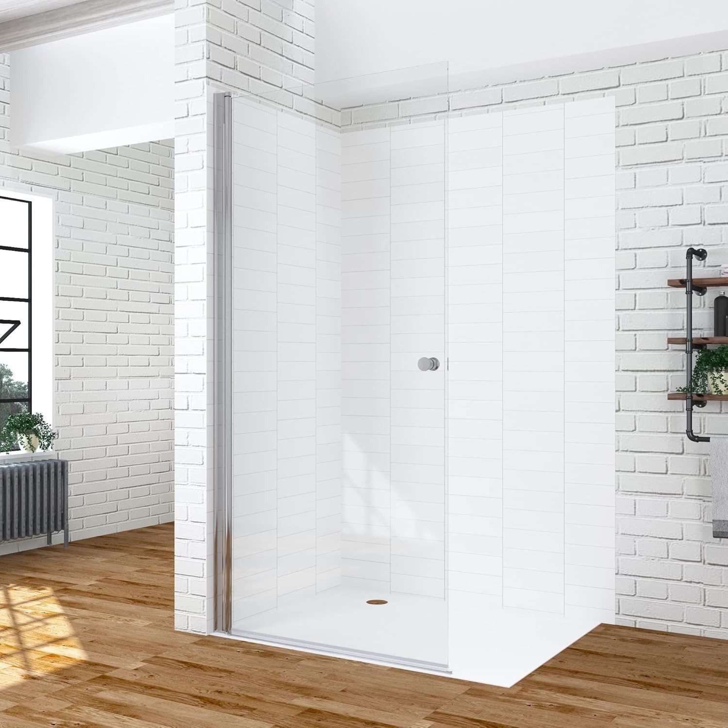 AQUABATOS Walk-in-Dusche Glastür Pendeltür Glaswand Dusche Drehtür Faltwand Duschtür Duschwand, 6 mm Einscheibensicherheitsglas (ESG) mit Nanobeschichtung