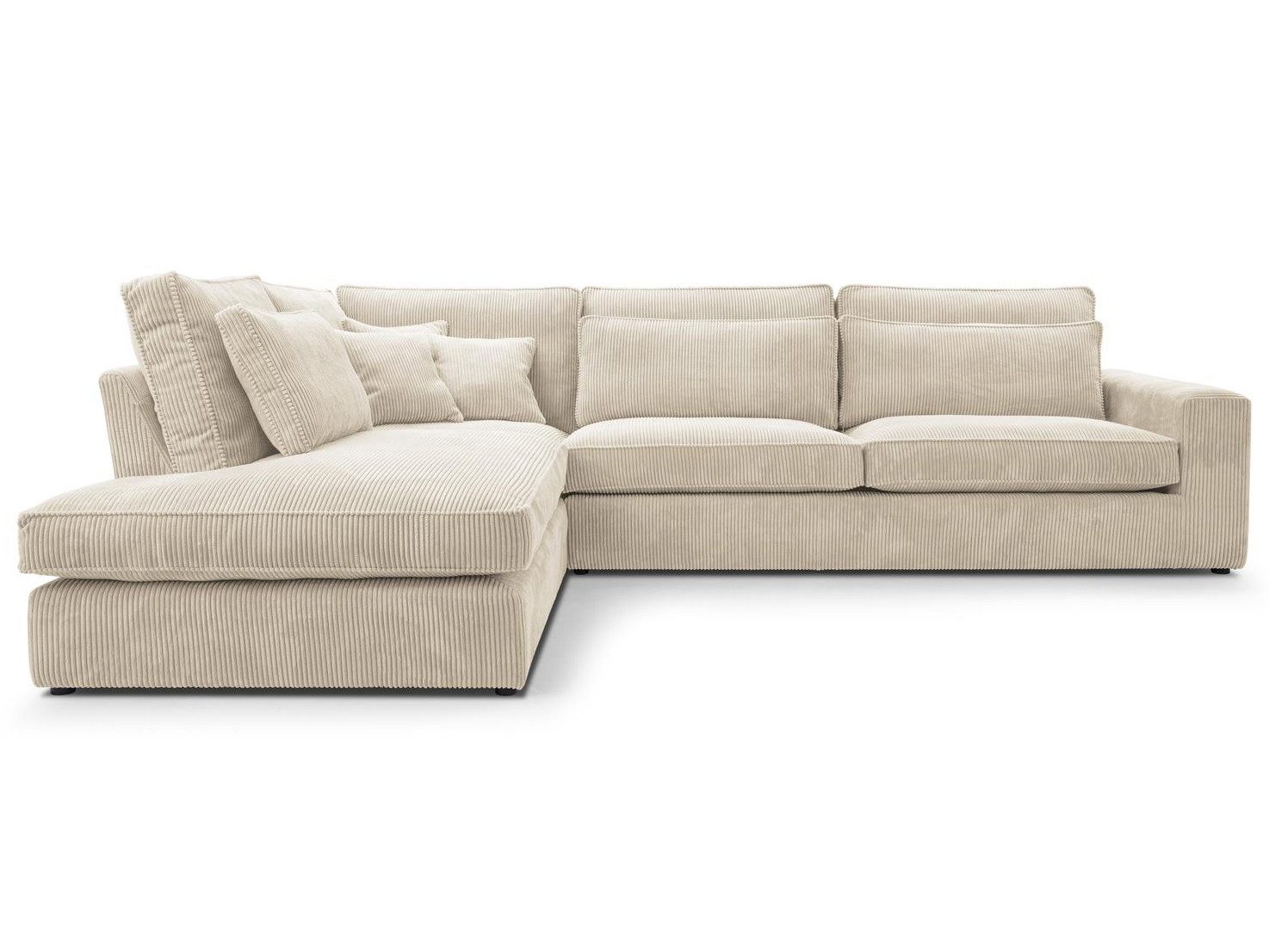 Beautysofa Ecksofa mit dekorativen Kissen PARMA, im modernes Design, klassische Polsterecke inklusive Wellenfedern, Ottomane links oder rechts wählbar