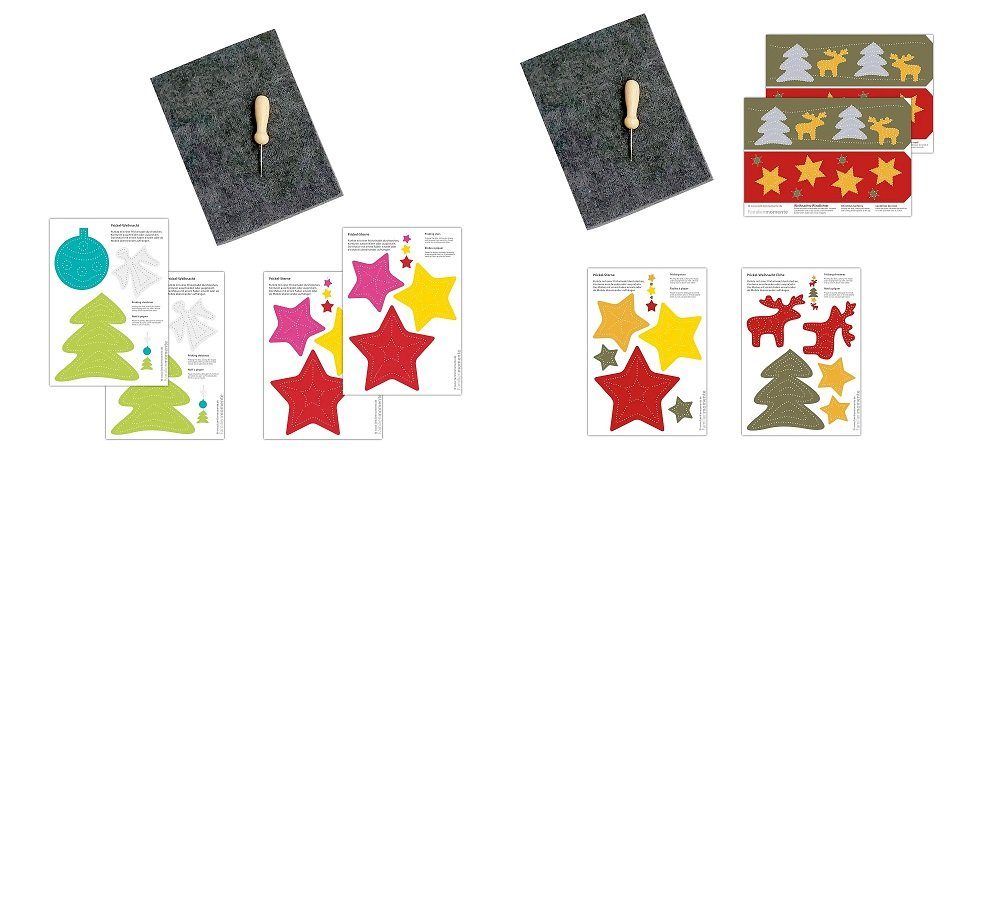 LK Trend & Style Bastelkartonpapier Elch Weihnachtmotive Prickeln Bastelset + Engel
