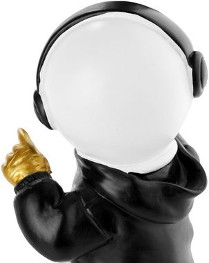 BRUBAKER Dekofigur Astronaut Sänger mit goldenem Mikrofon und schwarzem Hoodie - 17 cm (Raumfahrt Skulptur - Gold, Schwarz und Weiß, 1 St., Handbemalte Statue), Weltraum Figur mit verchromtem Helm in cooler Pose