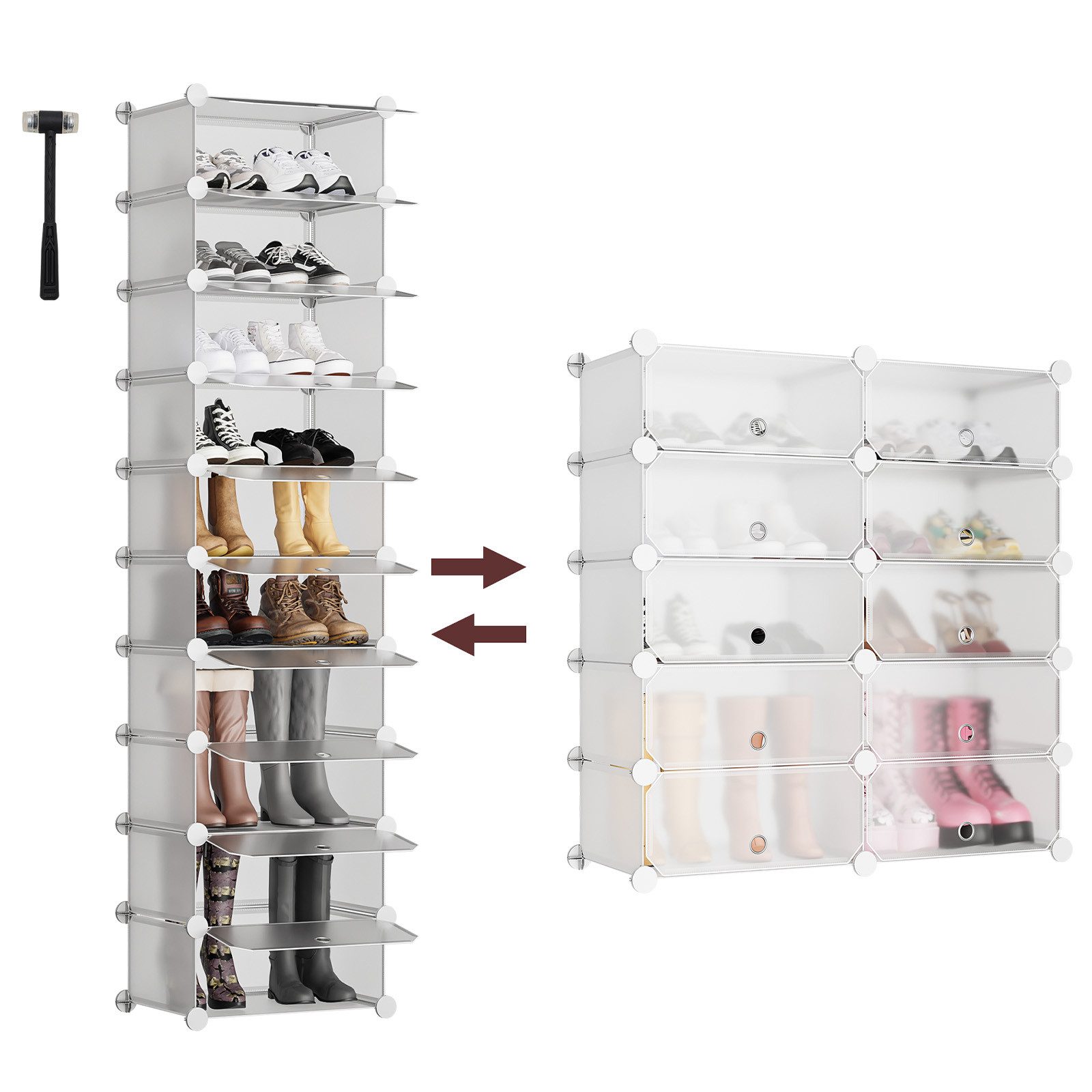 Sekey Schuhregal Platzsparendes Schuhregal mit Stecksystem – 10 Ebenen, Hoc günstig online kaufen