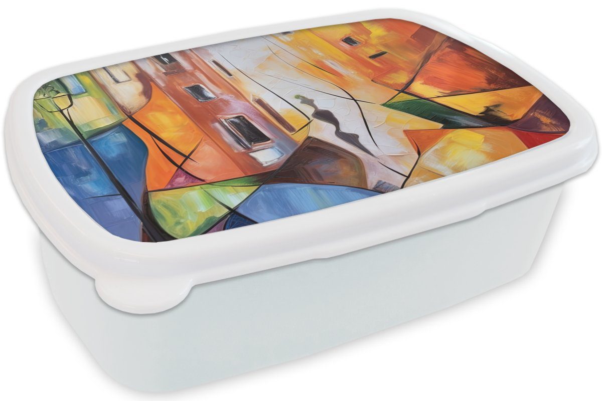 (2-tlg), - Kinder und weiß für und Farben, Mädchen Lunchbox Brotdose, - Abstrakt Jungs Erwachsene, Malerei Brotbox - für Kunst Kunststoff, MuchoWow