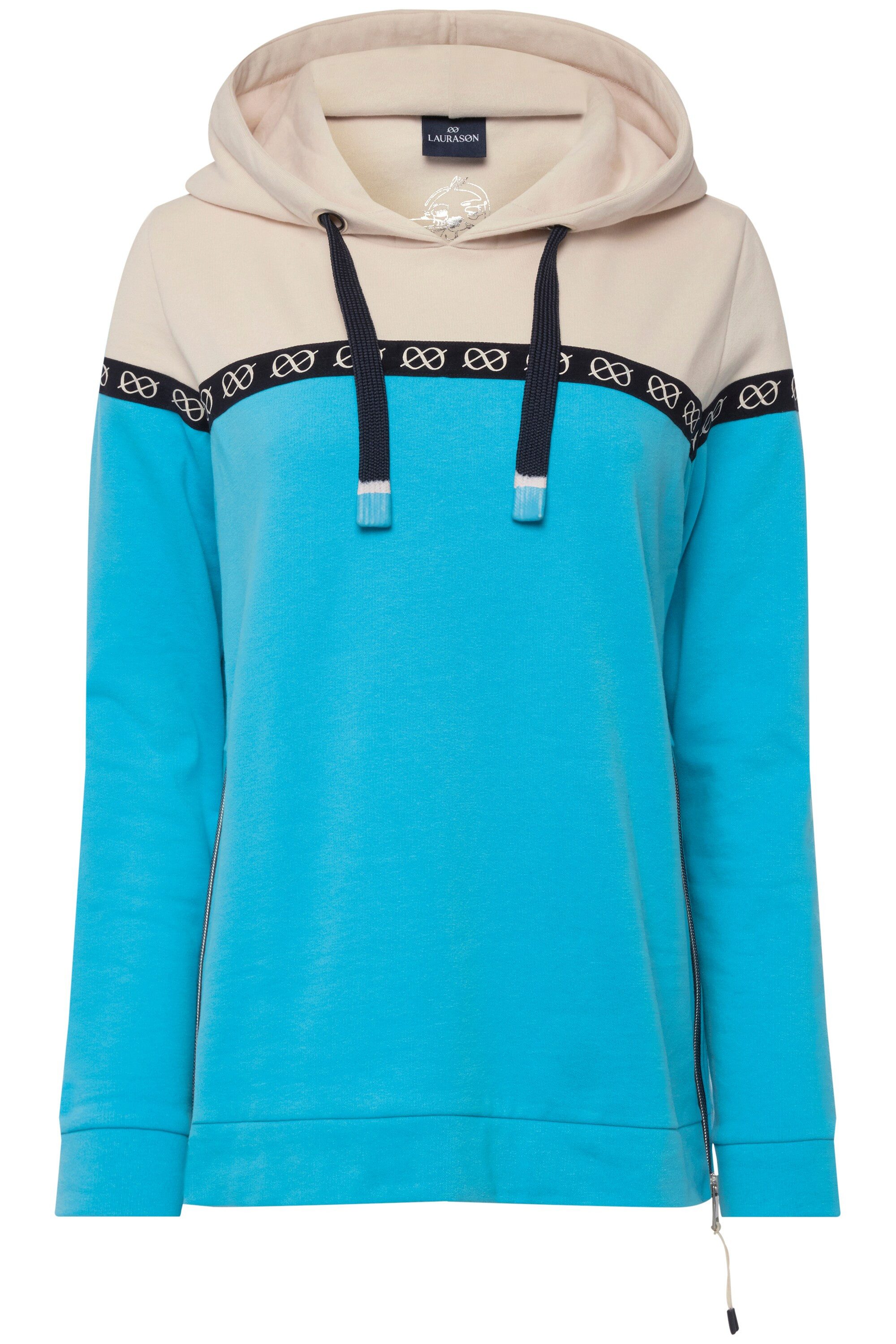 Laurasøn Sweatshirt Hoodie zweifarbig Print-Tape Kapuze günstig online kaufen