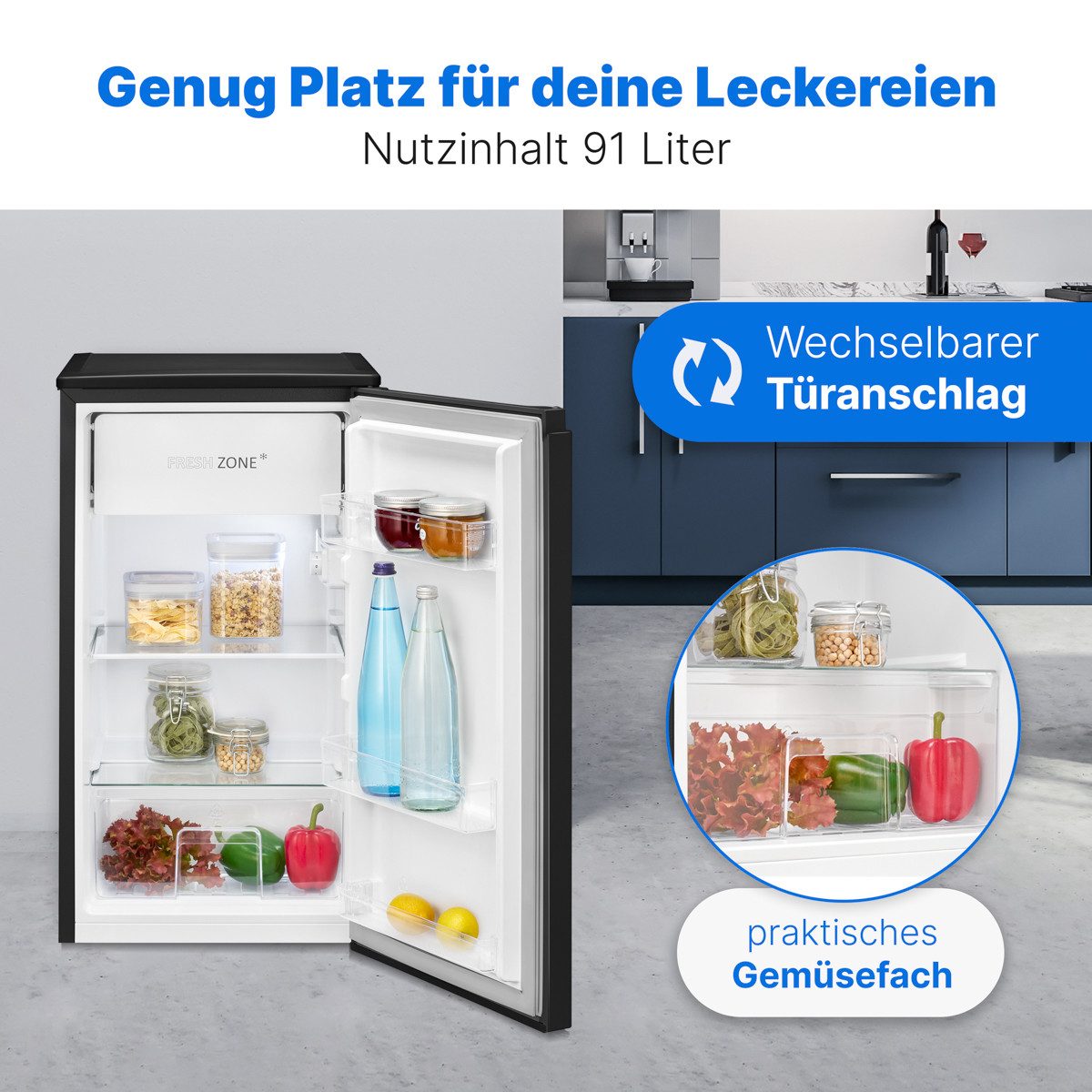 BOMANN Kühlschrank KS 7254, 83.5 cm hoch, 44.5 cm breit, Kühlschrank mit Gefrierfach, Kühlschrank klein
