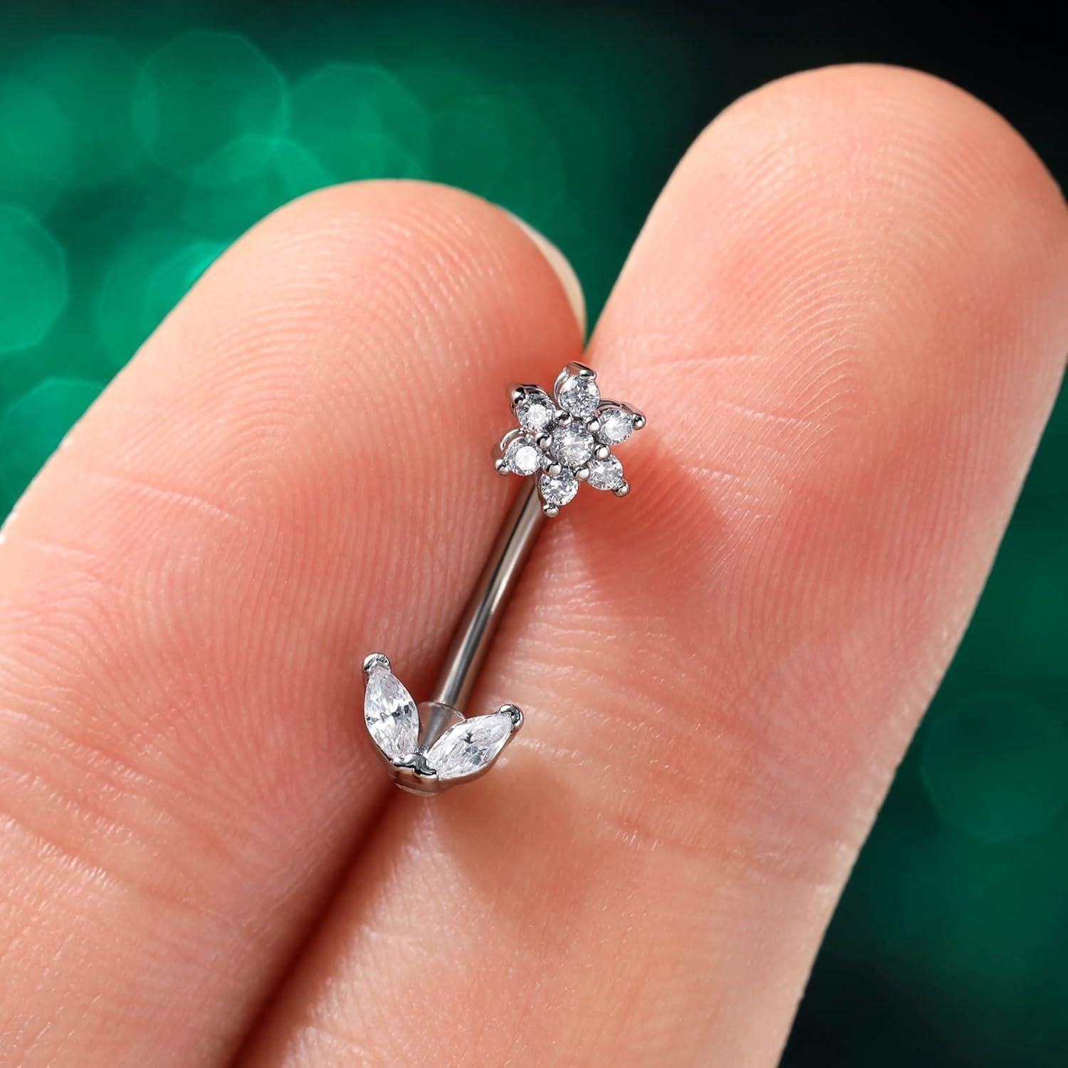 OUFER Augenbrauenpiercing 16G Rook Piercing Schmuck Daith Helix Earring Ohr Knorpel CZ Eyebrow