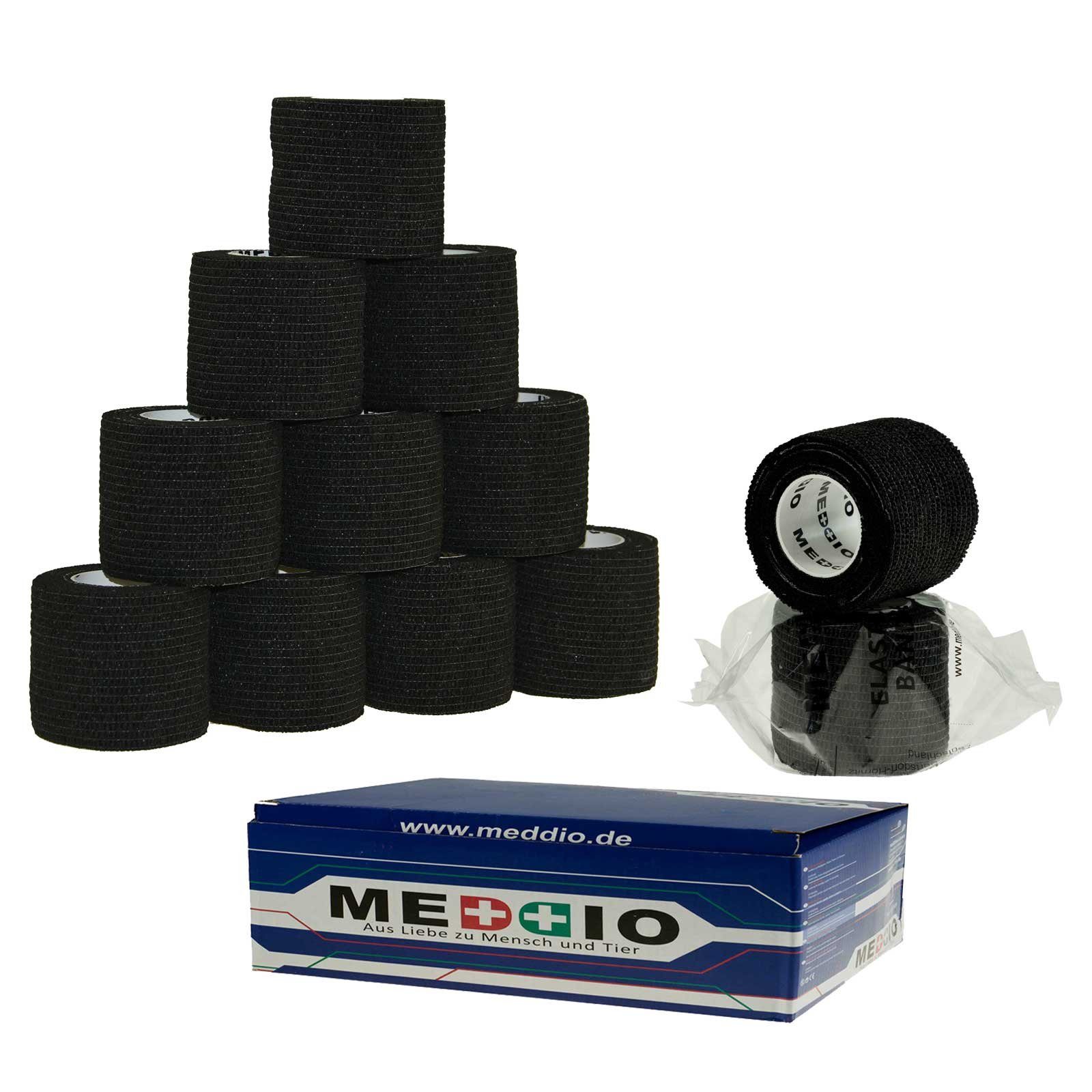 meDDio Pferdebandage 12 Haftbandagen Größe+Farbe wählbar, black velvet