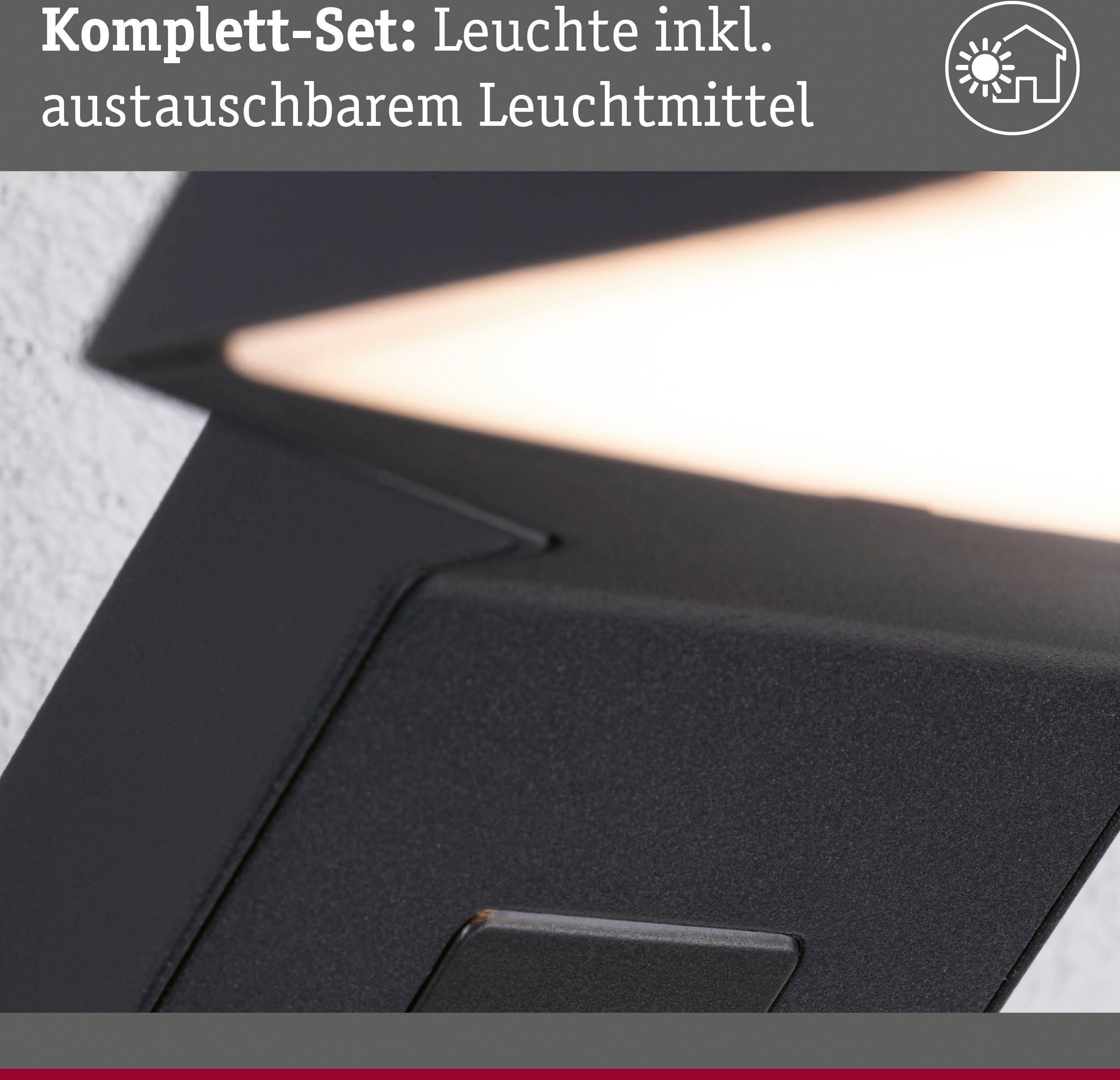 Paulmann LED Außen-Wandleuchte Zenera 230V 3000K anthrazit, LED fest integriert, Warmweiß, seewasserresistent